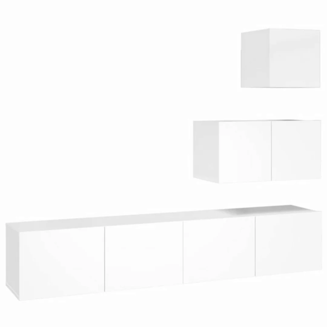 furnicato TV-Schrank 4-tlg. TV-Schrank-Set Hochglanz-Weiß Holzwerkstoff günstig online kaufen