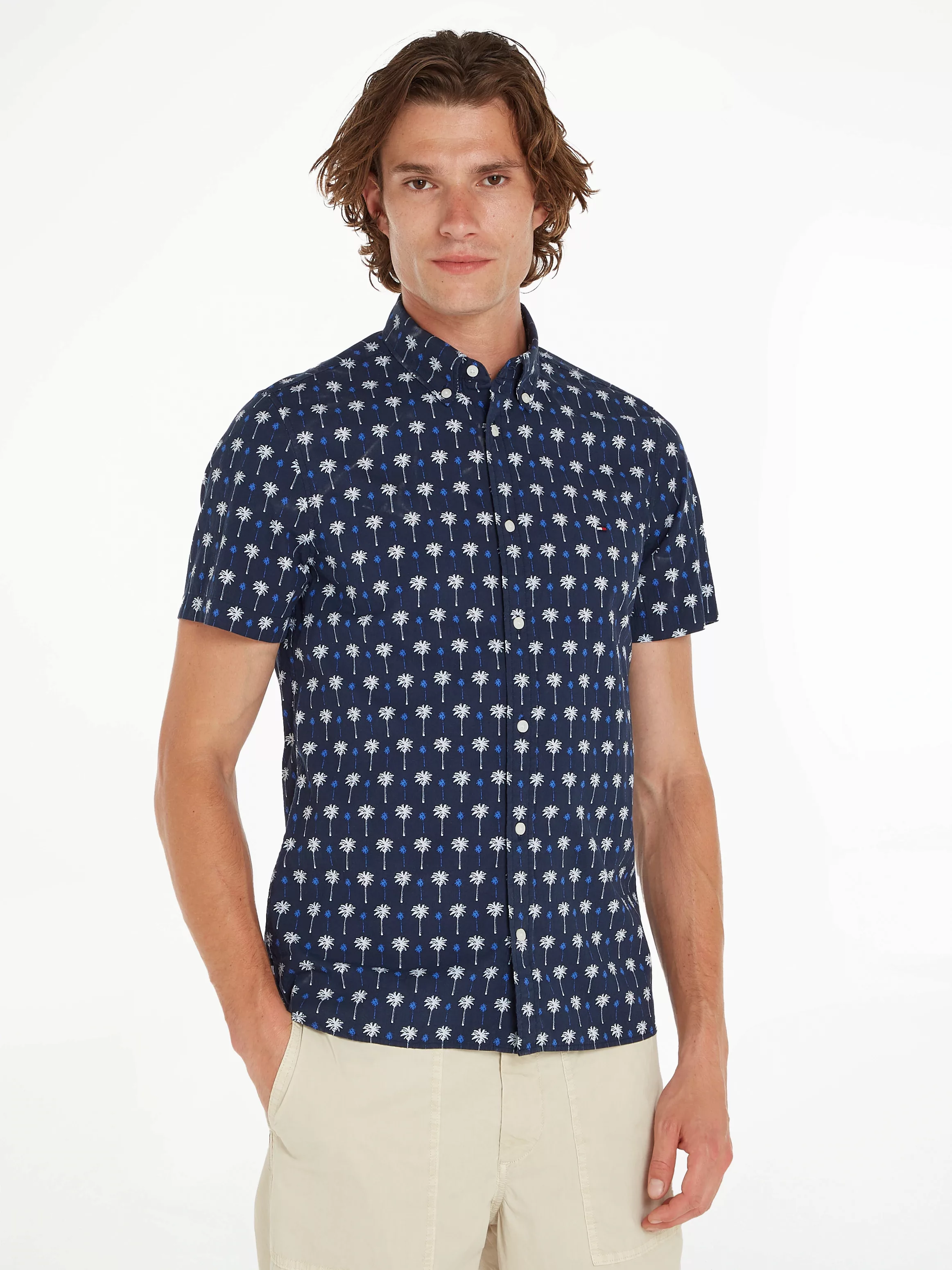 Tommy Hilfiger Kurzarmhemd "MINI PALM PRINT SF SHIRT", mit zweifarbigen Pri günstig online kaufen