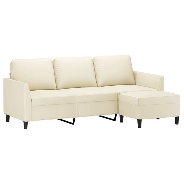 vidaXL Sofa 3-Sitzer-Sofa mit Hocker Creme 180 cm Kunstleder günstig online kaufen