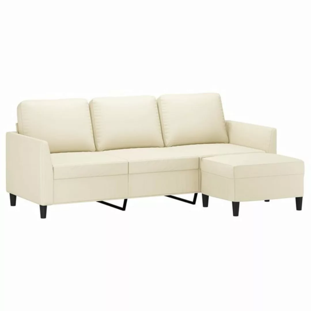 vidaXL Sofa 3-Sitzer-Sofa mit Hocker Creme 180 cm Kunstleder günstig online kaufen