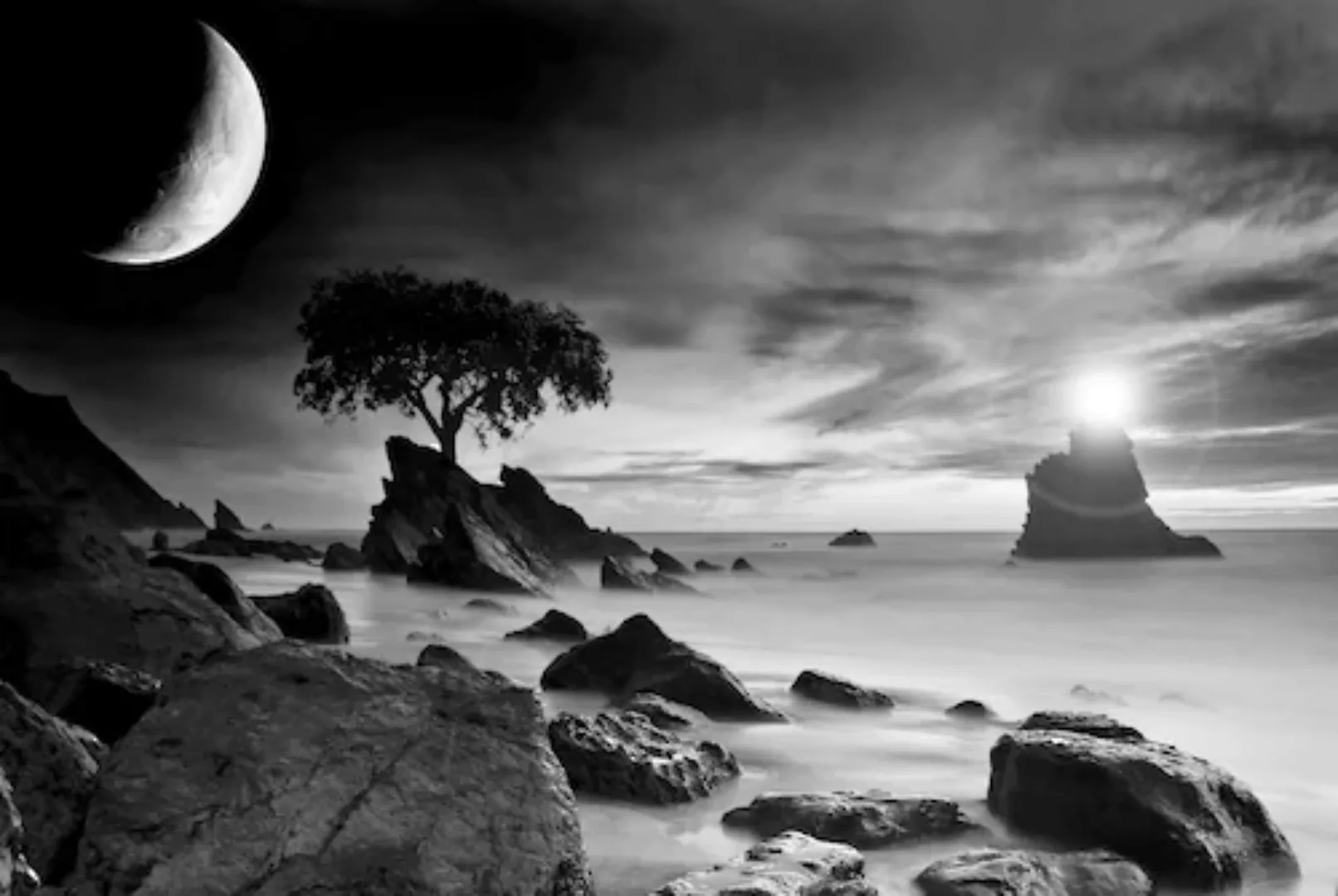 Papermoon Fototapete »Landschaft Schwarz & Weiß« günstig online kaufen