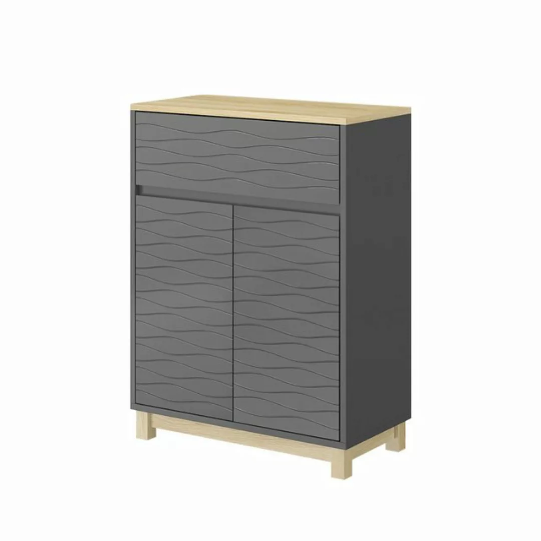 Vicco Midischrank Livia, Anthrazit/Holz, 60 x 80 cm mit Schublade günstig online kaufen