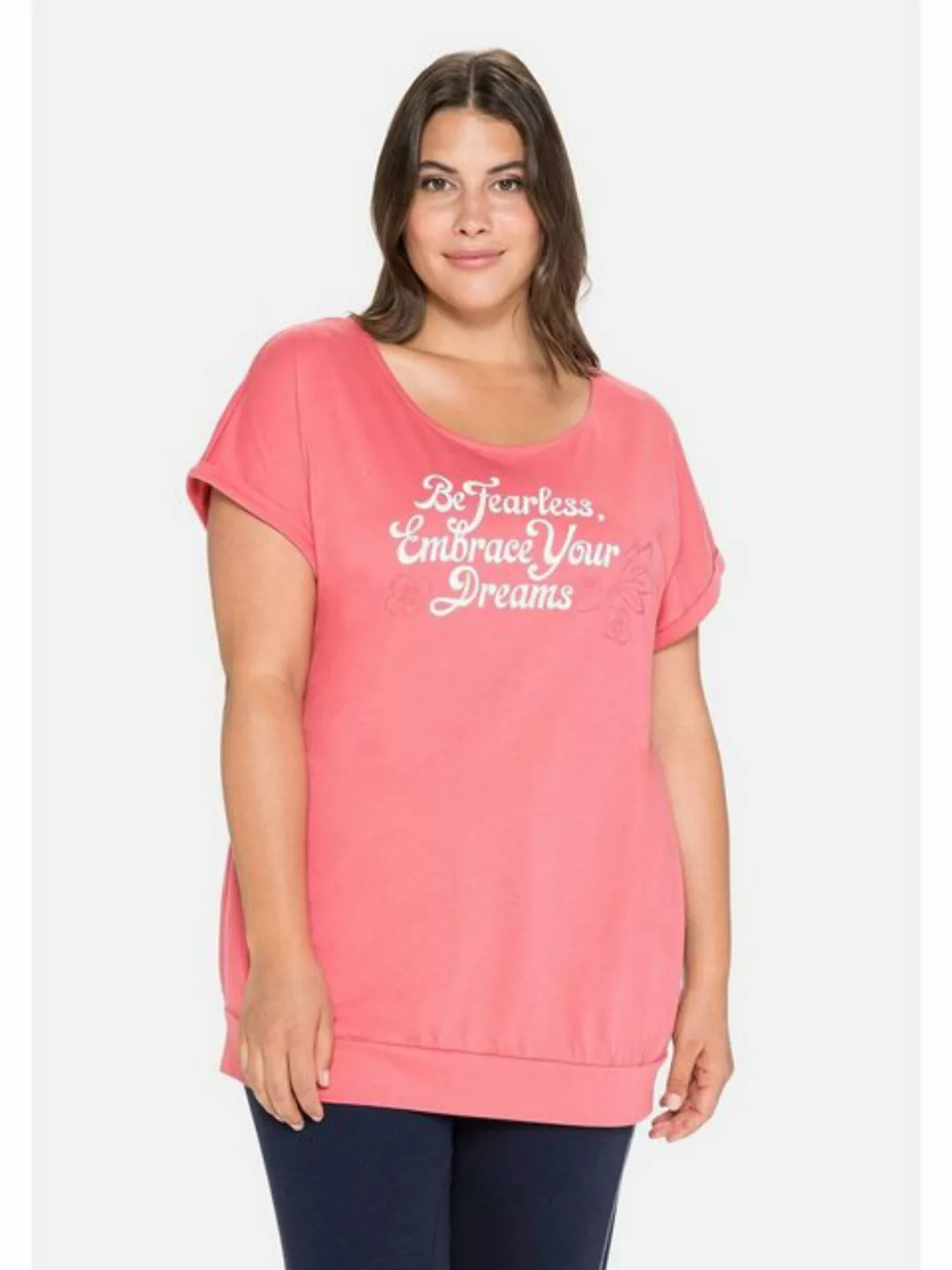 Sheego Rundhalsshirt "Große Größen", mit Frontdruck, in legerer Oversized-F günstig online kaufen