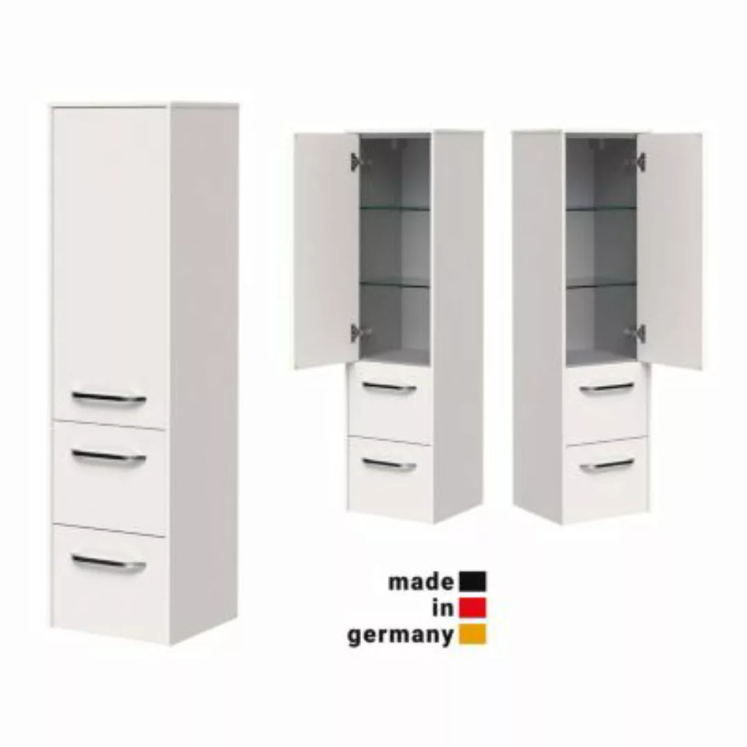 Lomadox Midischrank Badezimmer 121 cm hoch SEVILLA-66 in weiß Hochglanz, B/ günstig online kaufen