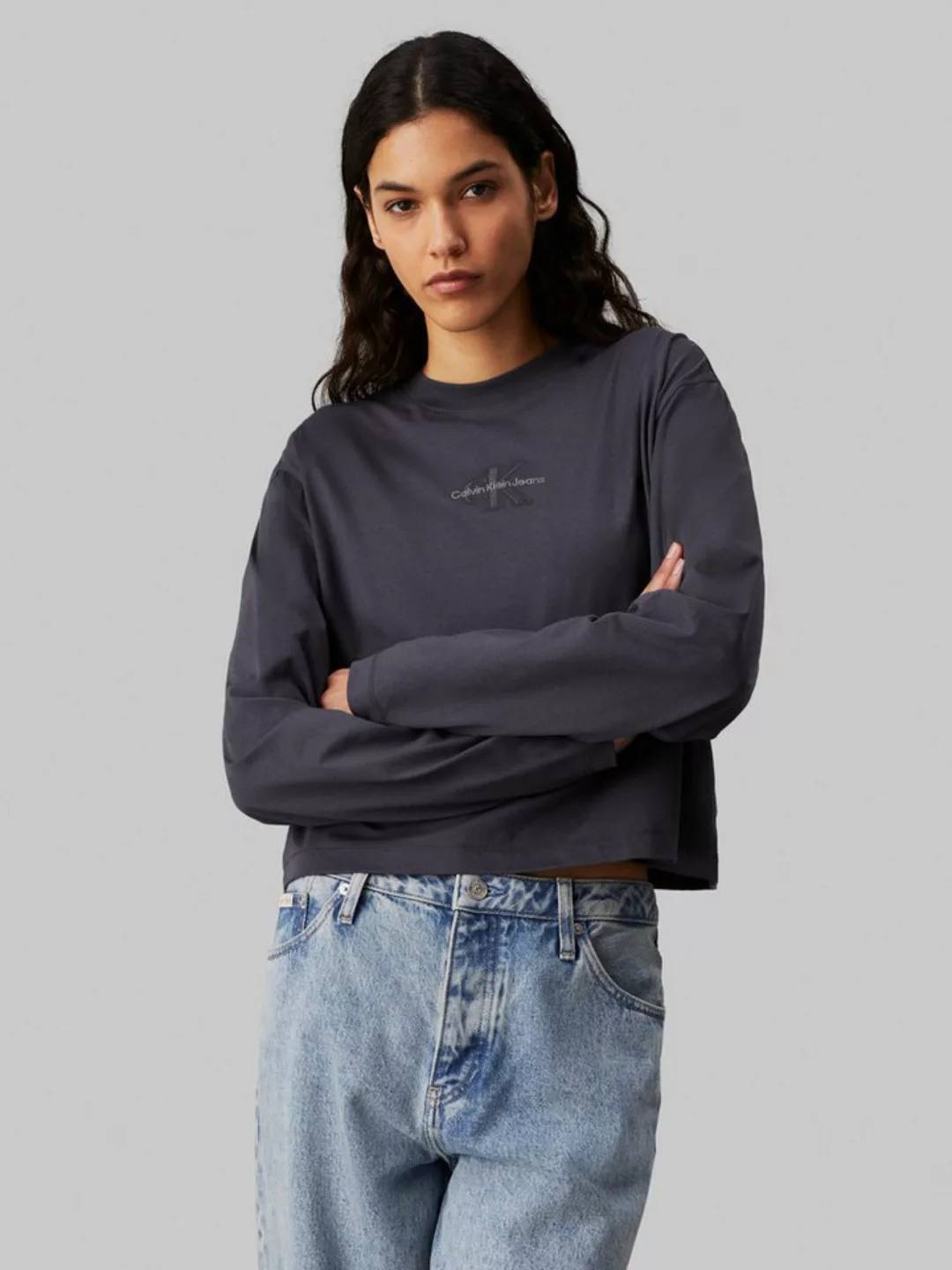 Calvin Klein Jeans Langarmshirt MONOLOGO LOOSE LS TEE mit Logostickerei günstig online kaufen