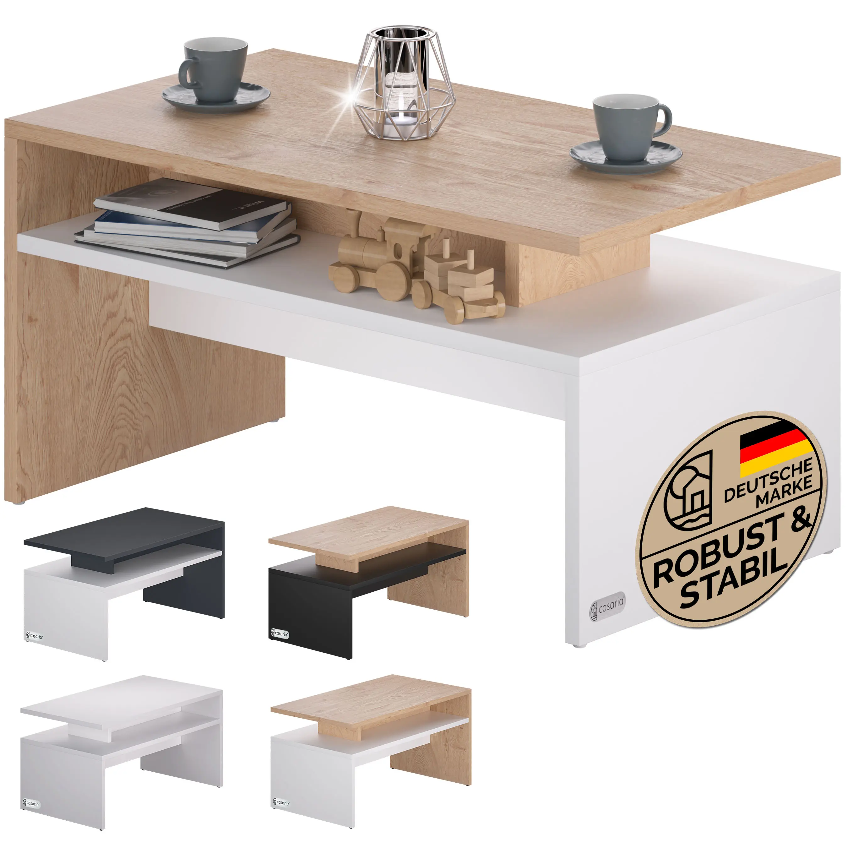 Couchtisch Sacramento Weiß/Eiche 95x55x50cm günstig online kaufen