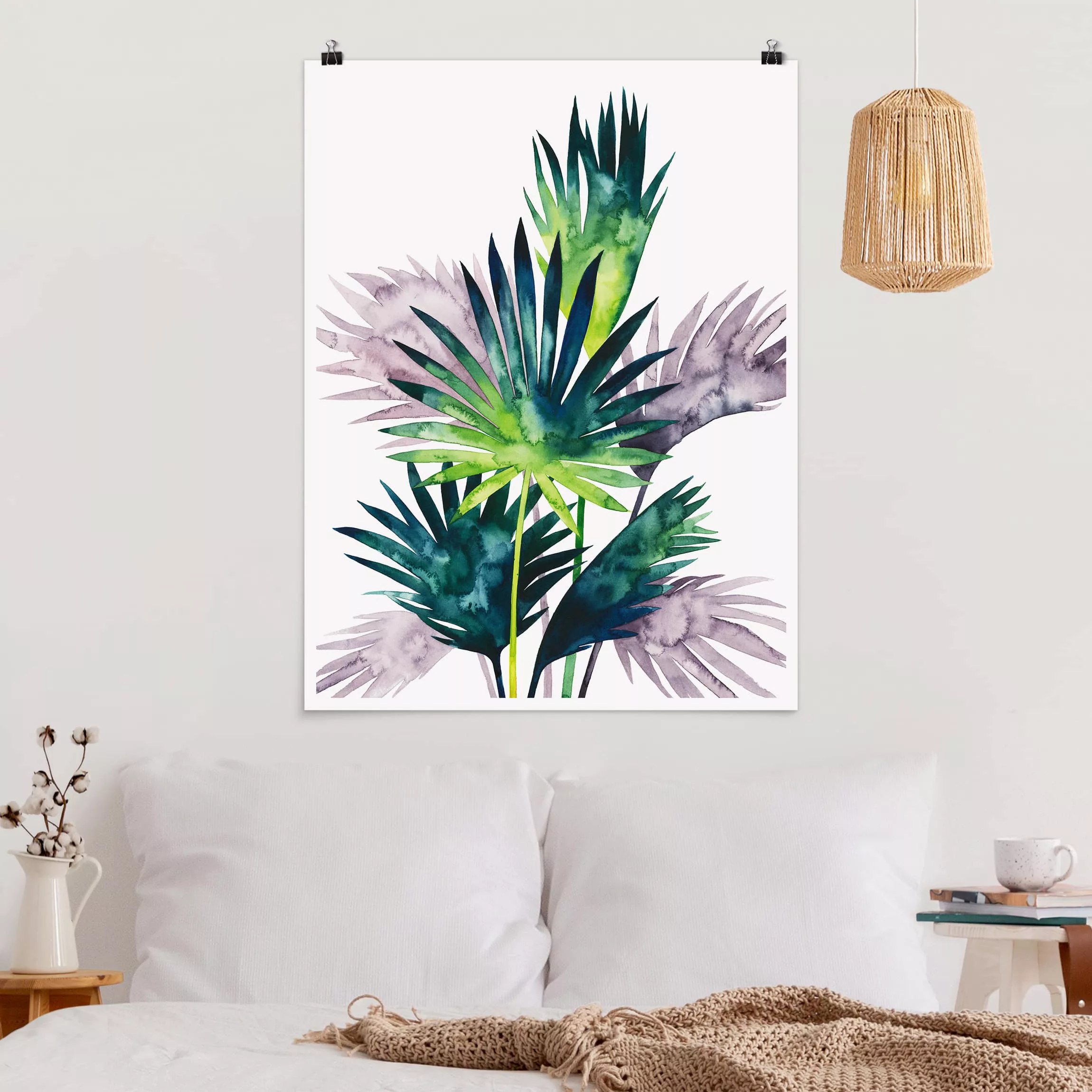 Poster Blumen - Hochformat Exotisches Blattwerk - Fächerpalme günstig online kaufen