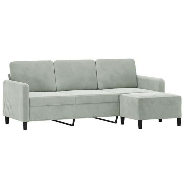 vidaXL Sofa 3-Sitzer-Sofa mit Hocker 180 cm Samt, Hellgrau günstig online kaufen