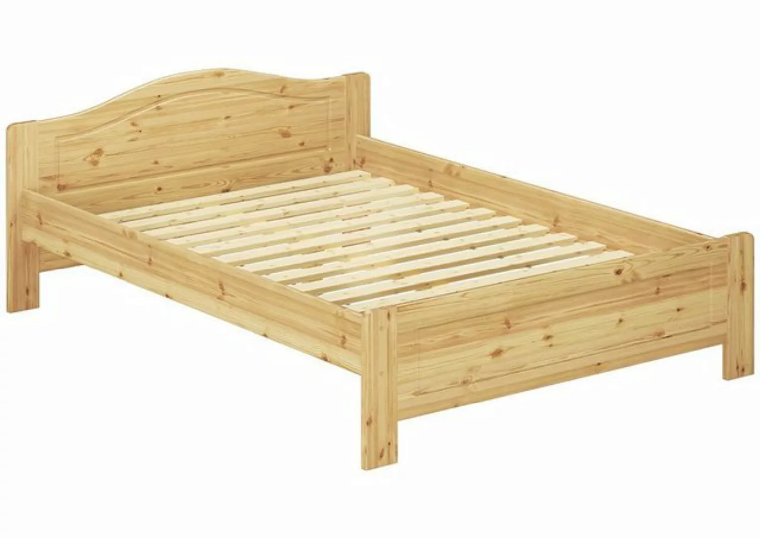 ERST-HOLZ Bett Klassisches Holzbett 140x200 mit Rost, Kieferfarblos lackier günstig online kaufen