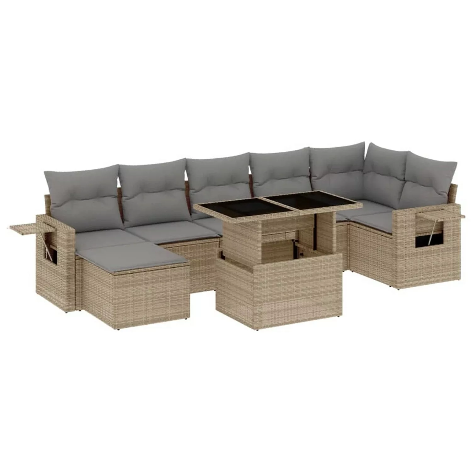 vidaXL 8-tlg Garten-Sofagarnitur mit Kissen Beige Poly Rattan Modell 312 günstig online kaufen