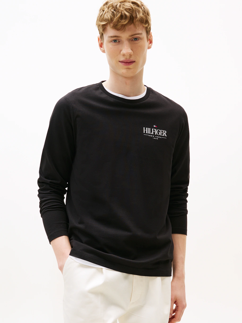 Tommy Hilfiger Longsleeve "HILFIGER STACK LS TEE", Kontrastfarbener Print a günstig online kaufen