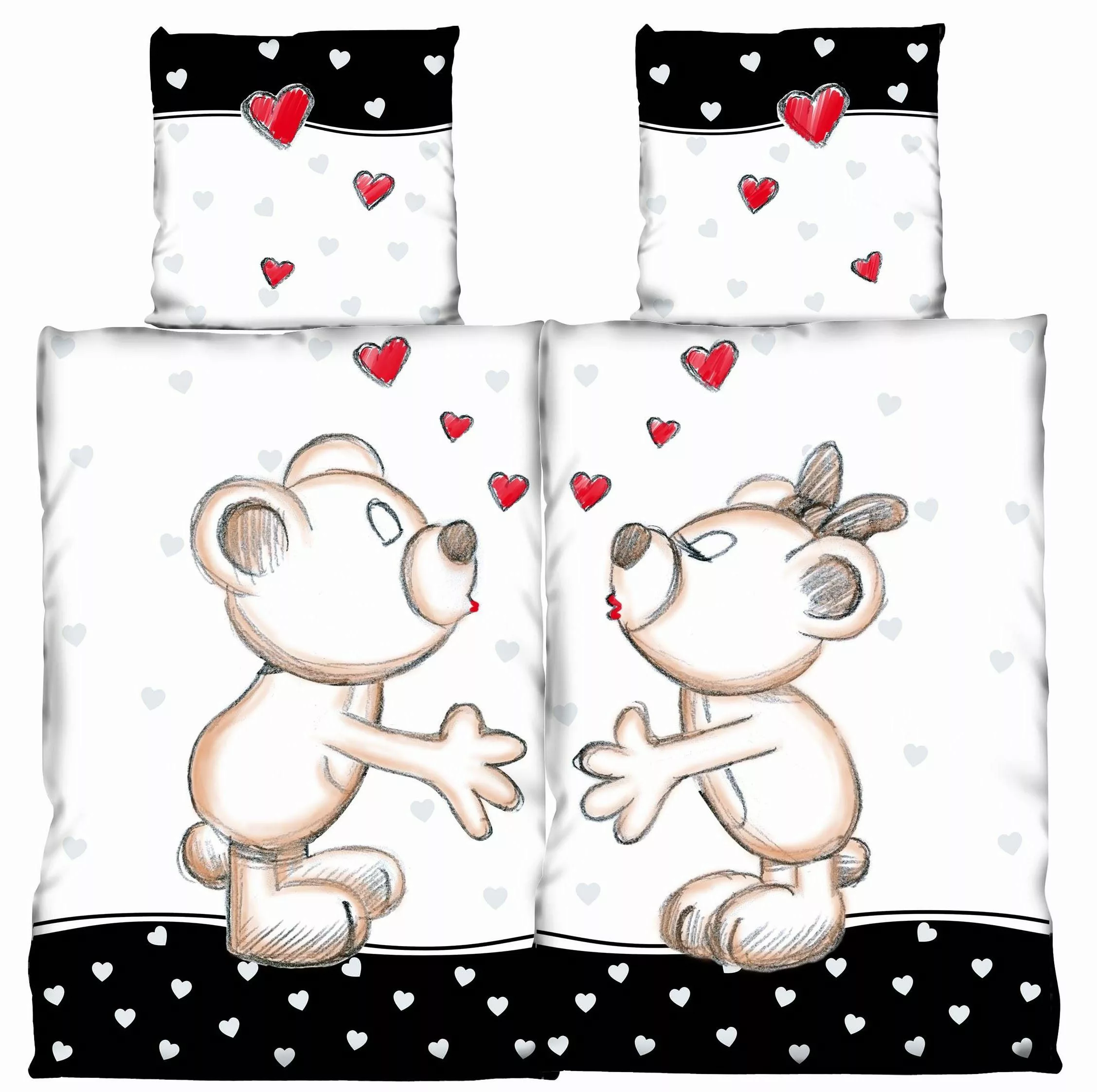 One Home Partnerbettwäsche Bärchen in Love, günstig online kaufen