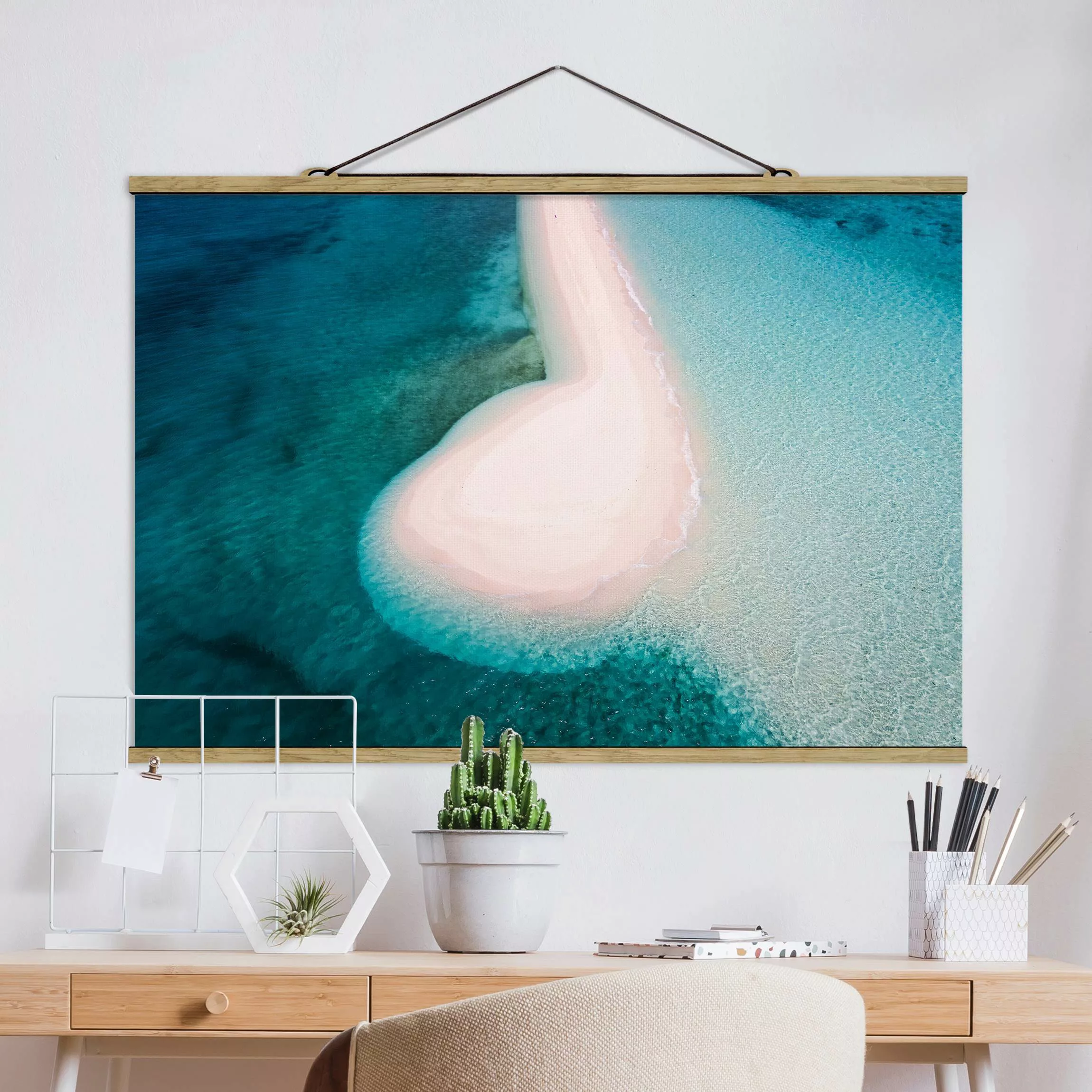 Stoffbild mit Posterleisten Sandbank im Ozean günstig online kaufen