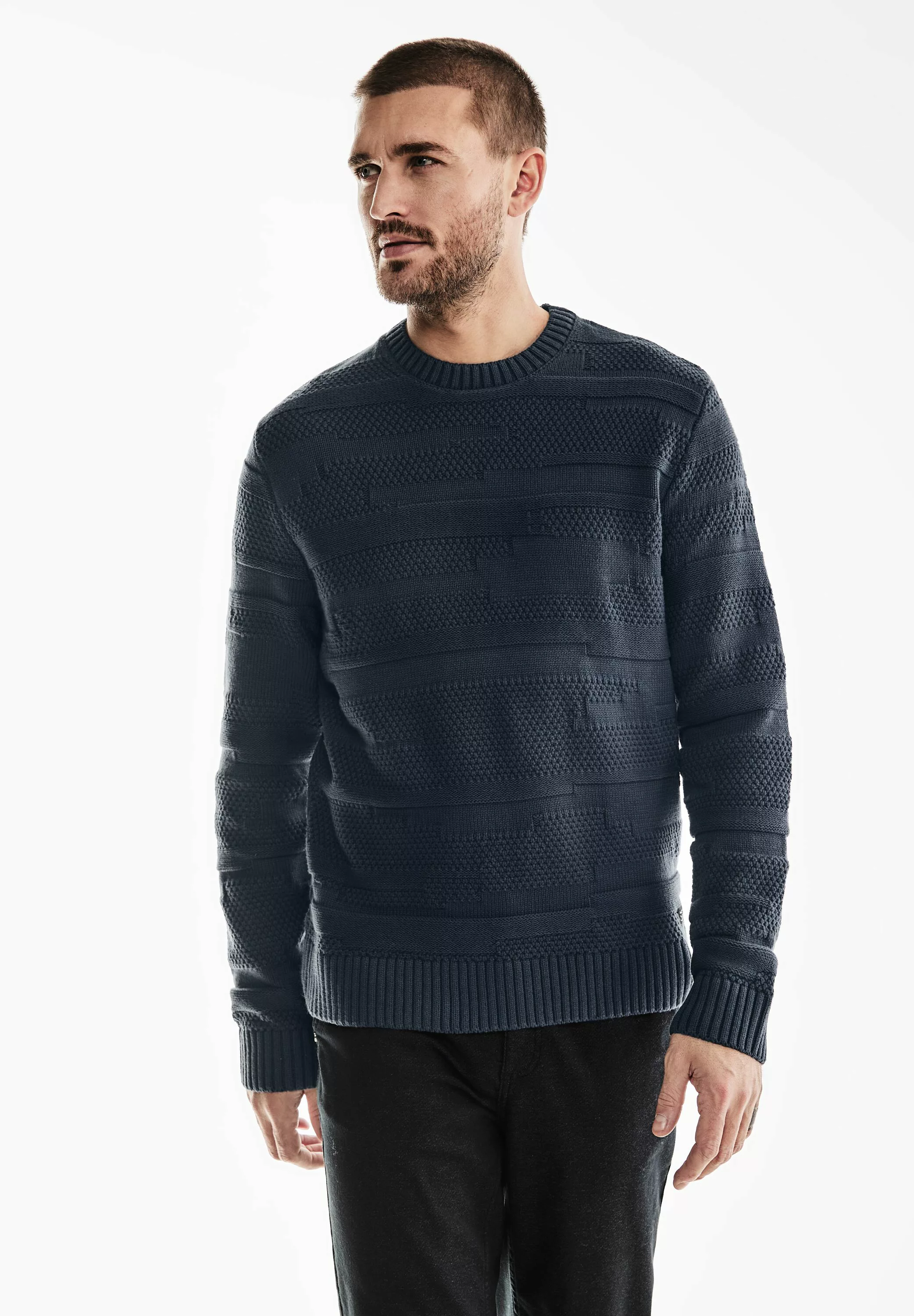 STREET ONE MEN Strickpullover, mit Struktur günstig online kaufen