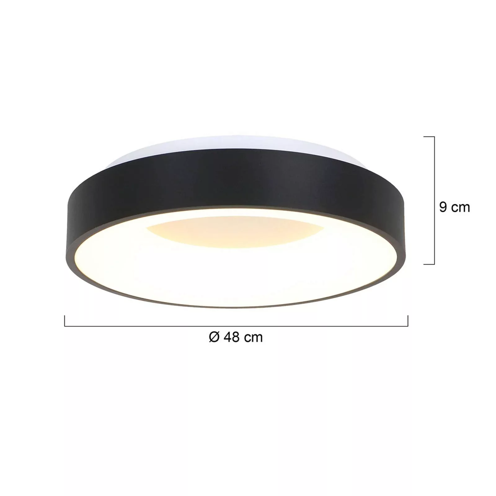 LED-Deckenleuchte Ringlede 2.700 K Ø 48 cm schwarz günstig online kaufen