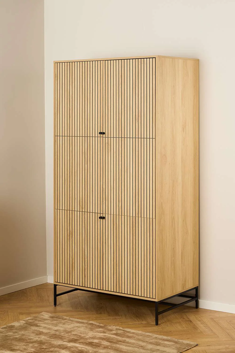 ACTONA GROUP Garderobenschrank "Albany", Eiche-Optik, Lamellenfront, 4 Türe günstig online kaufen