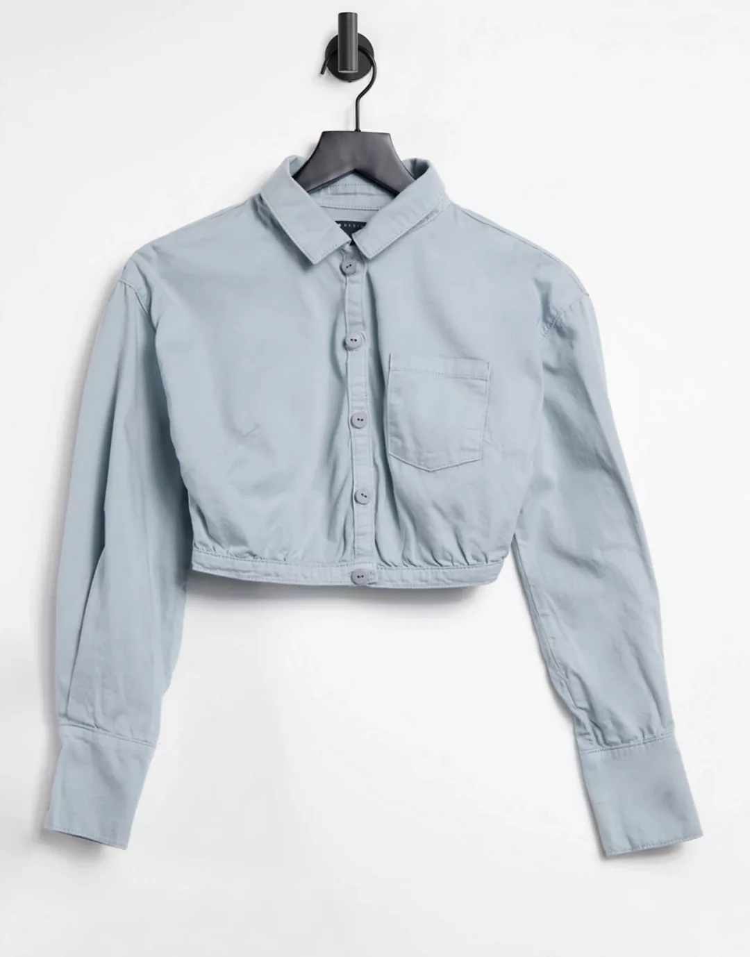 ASOS DESIGN – Wickelhemd aus weichem Denim in Grau, Kombiteil günstig online kaufen