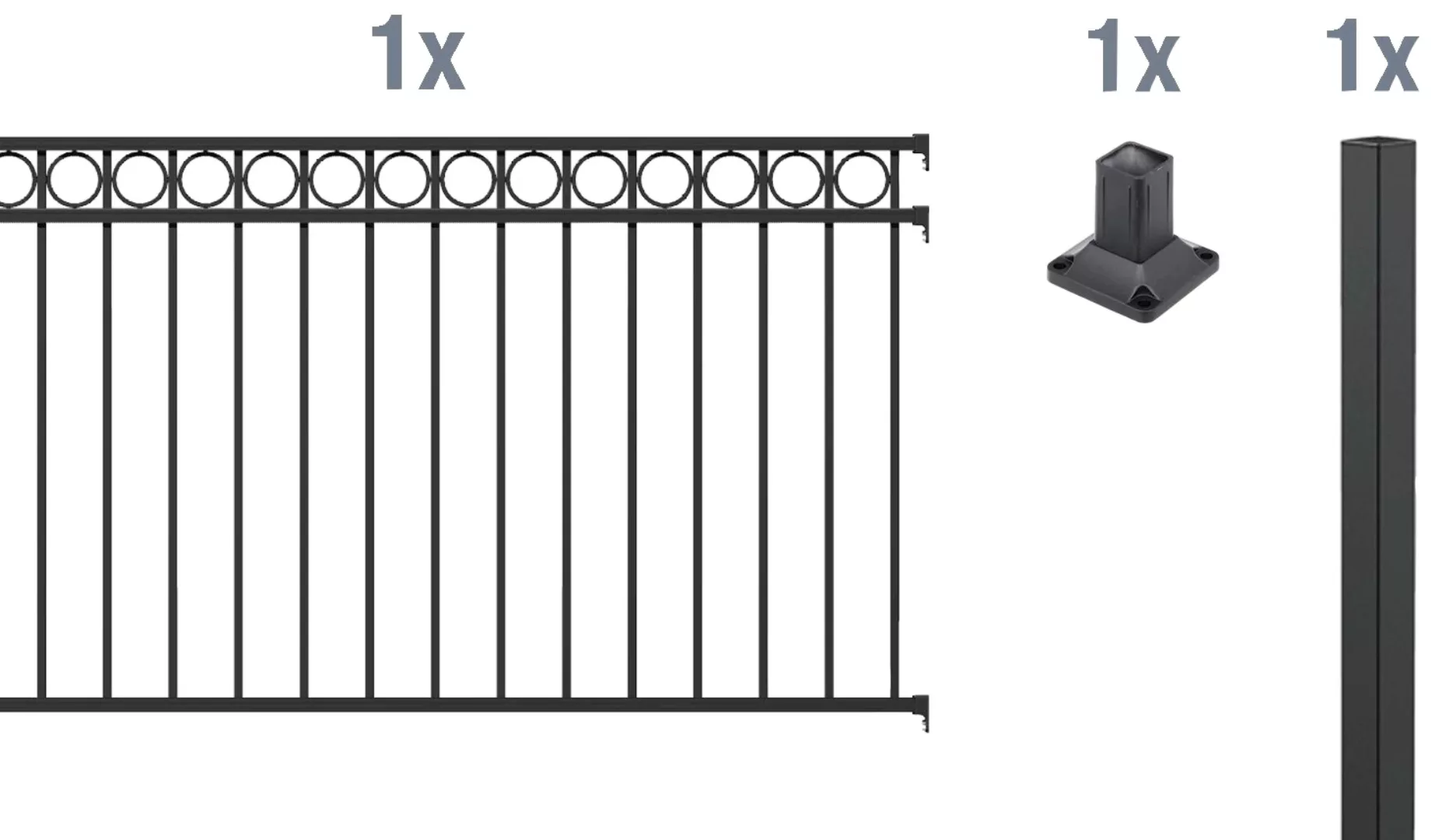Metallzaun Anbau-Set Circle Anthrazit z. Aufschrauben 100 cm x 200 cm günstig online kaufen