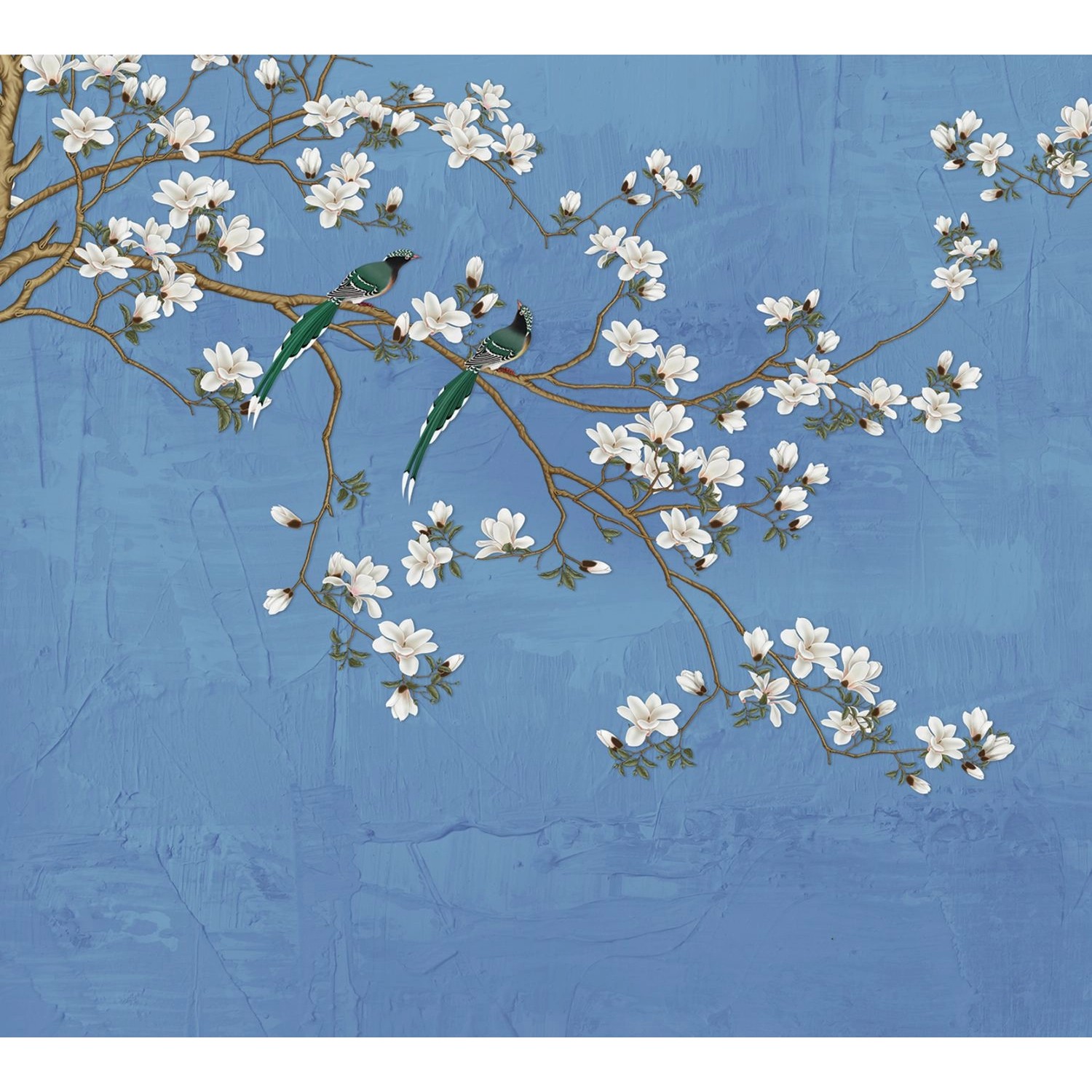 Sanders & Sanders Fototapete Blütenzweige Graublau 3 x 2,7 m 601176 günstig online kaufen