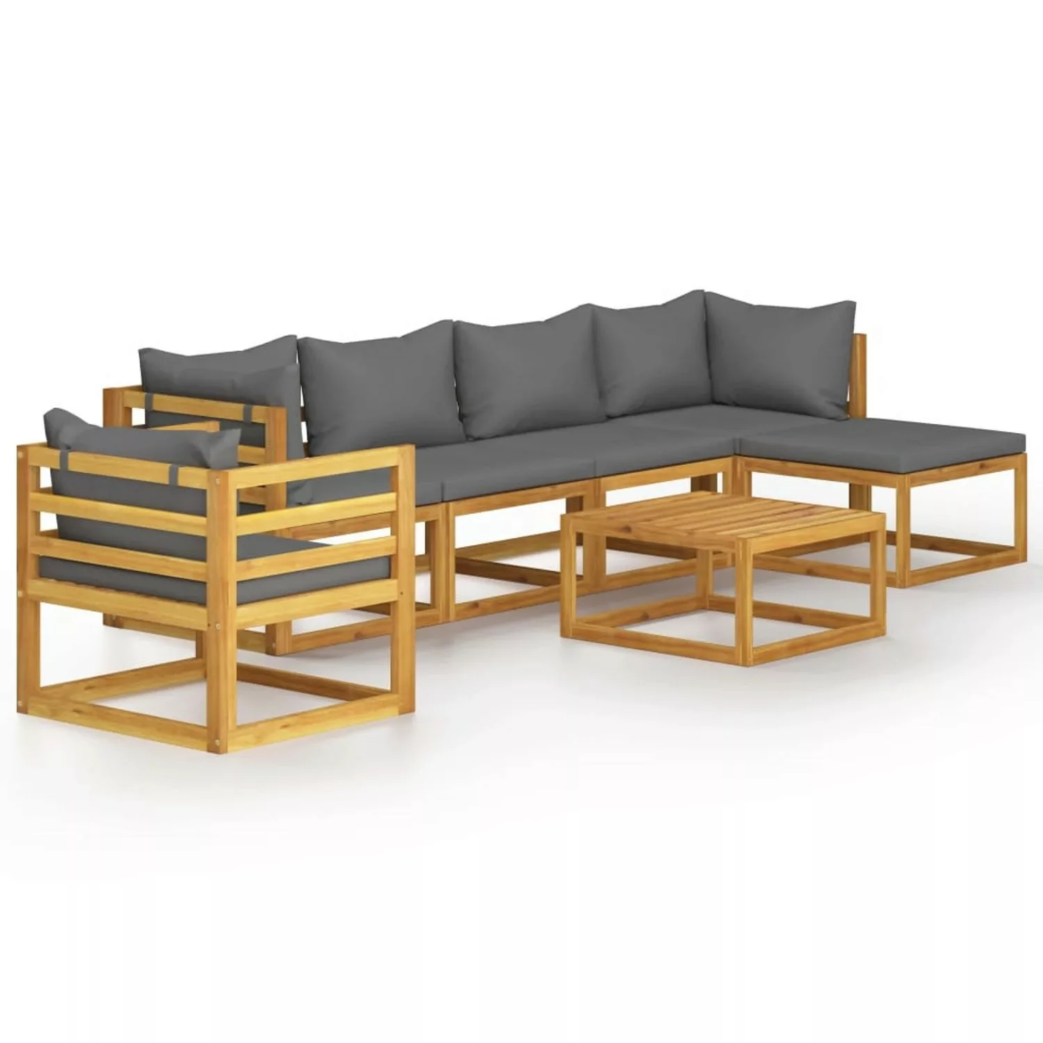 7-tlg. Garten-lounge-set Mit Auflage Massivholz Akazie günstig online kaufen