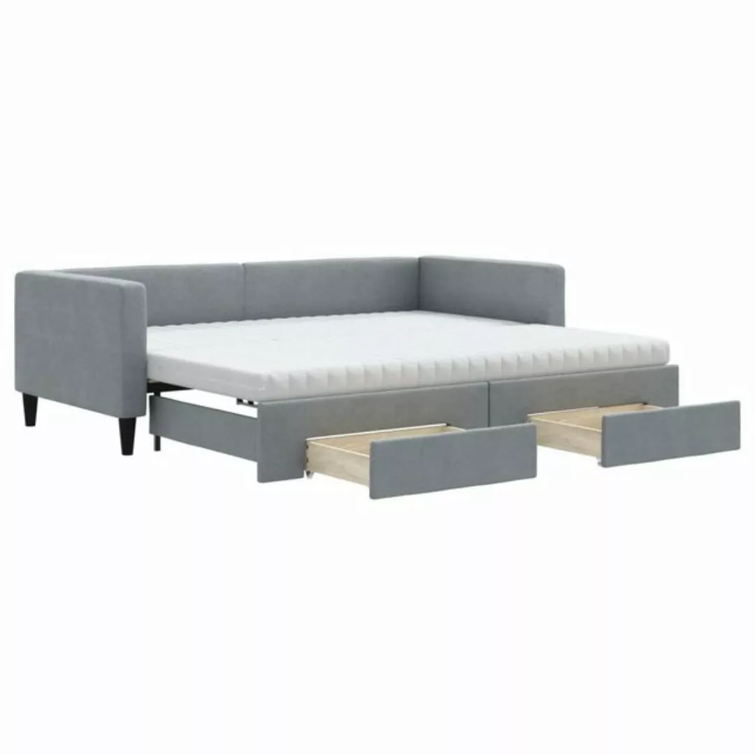 vidaXL Bett Tagesbett Ausziehbar mit Schubladen Hellgrau 90x200 cm Stoff günstig online kaufen