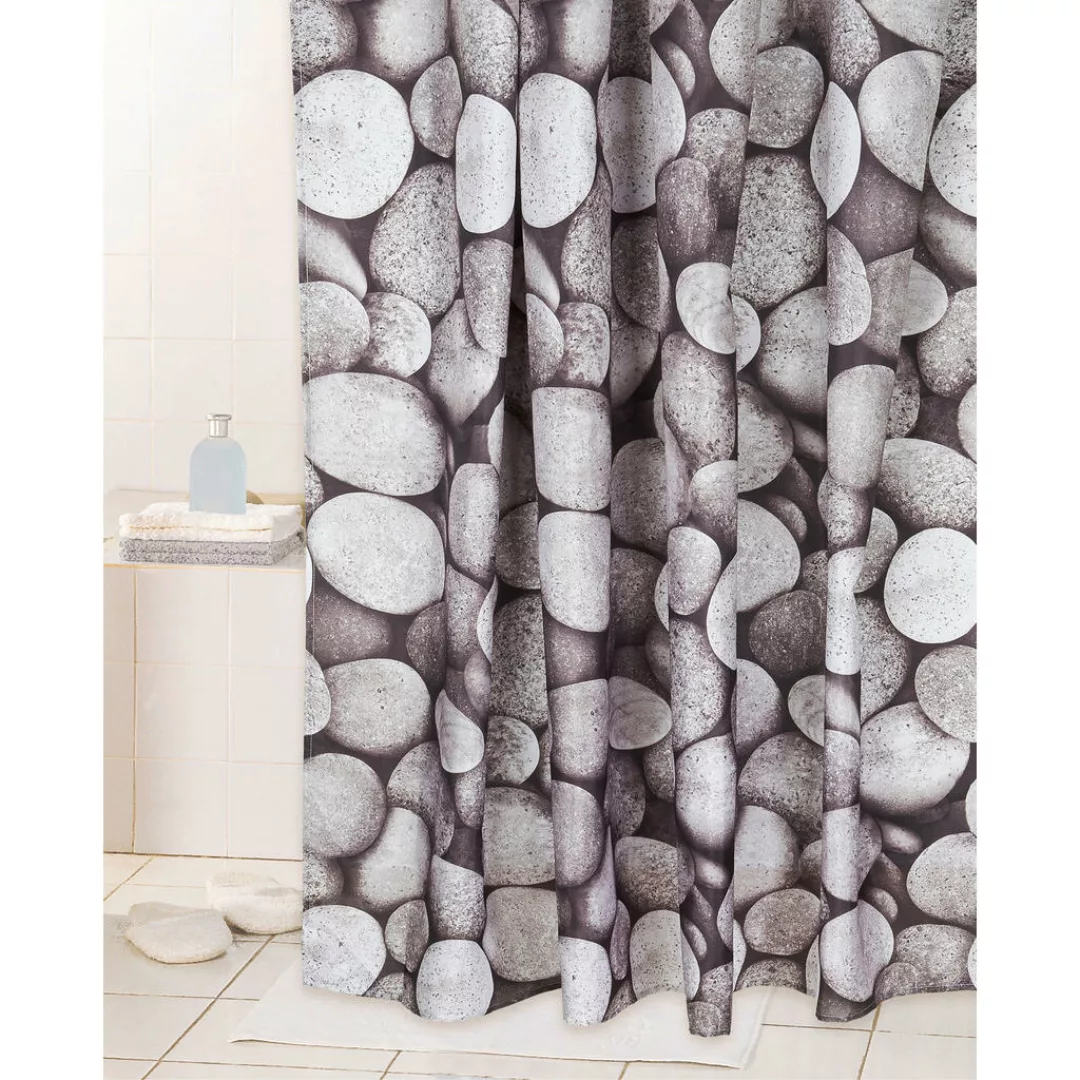 Duschvorhang grau Polyester-Mischgewebe B/L: ca. 180x200 cm günstig online kaufen