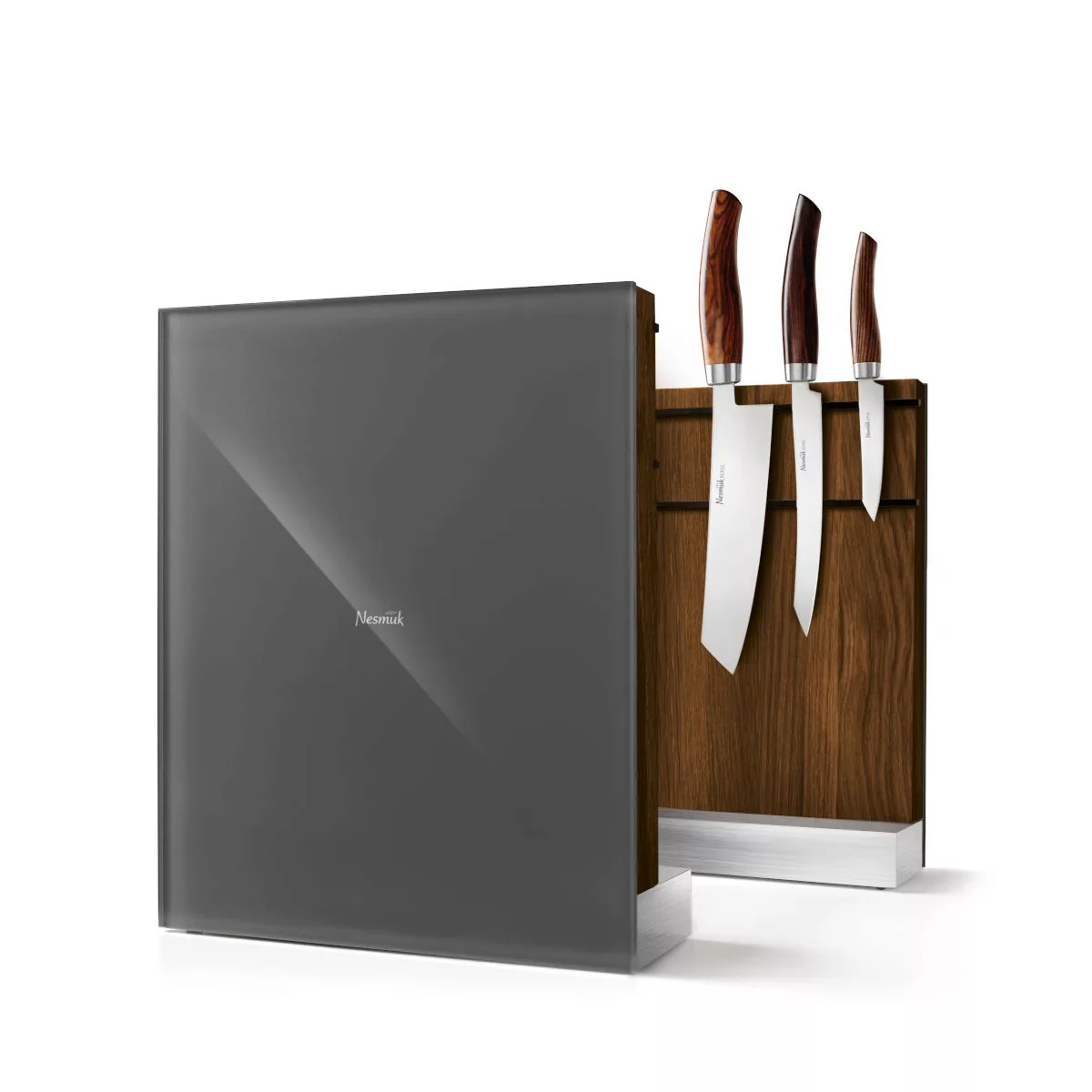 Nesmuk Messerhalter magnetisch - Eiche geräuchert - Glasfront grau - unbest günstig online kaufen