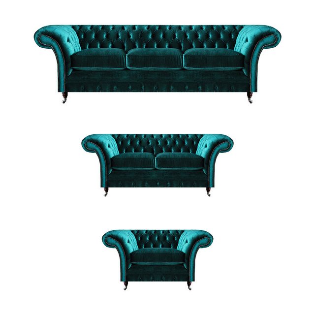 JVmoebel Chesterfield-Sofa Sofa Set 3tlg Wohnzimmer Chesterfield Polstermöb günstig online kaufen