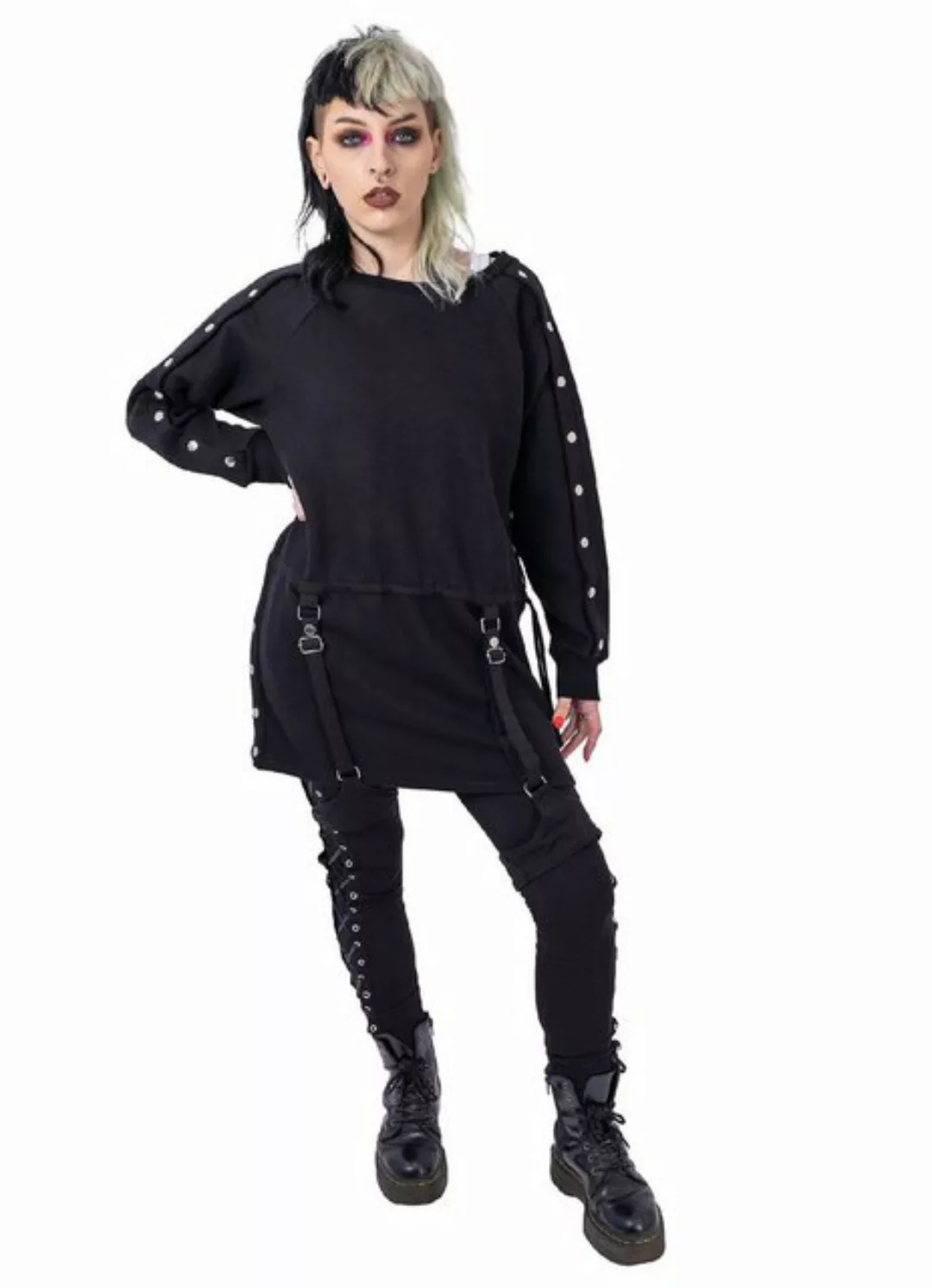 Heartless Longpullover Orphic Jumper Gothic Longpullover Metal Nieten Cyber günstig online kaufen