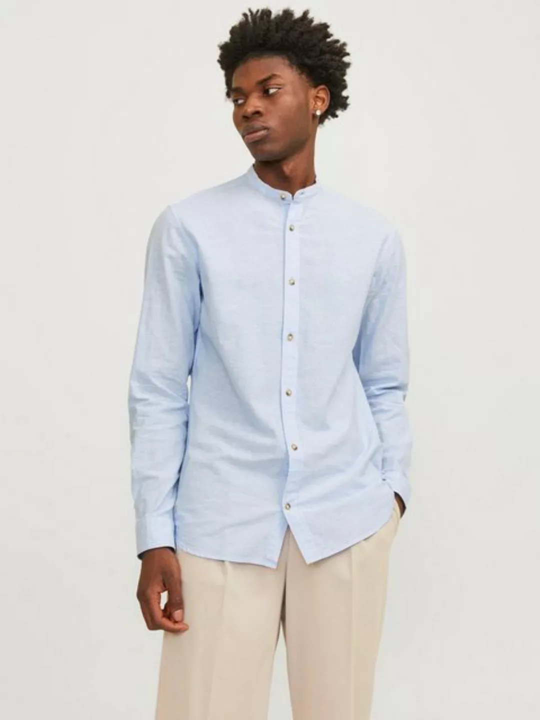 Jack & Jones Langarmhemd JJESUMMER BAND LINEN BLEND SHIRT LS SN günstig online kaufen