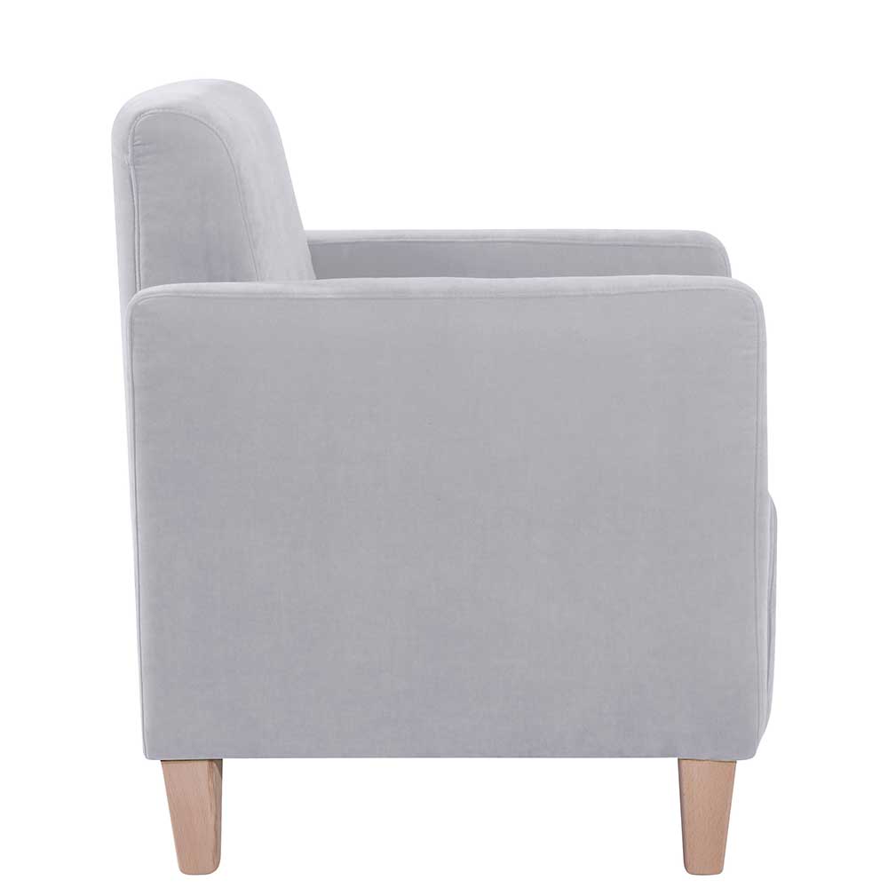 Sessel Silbergrau Velour in modernem Design 71 cm breit günstig online kaufen