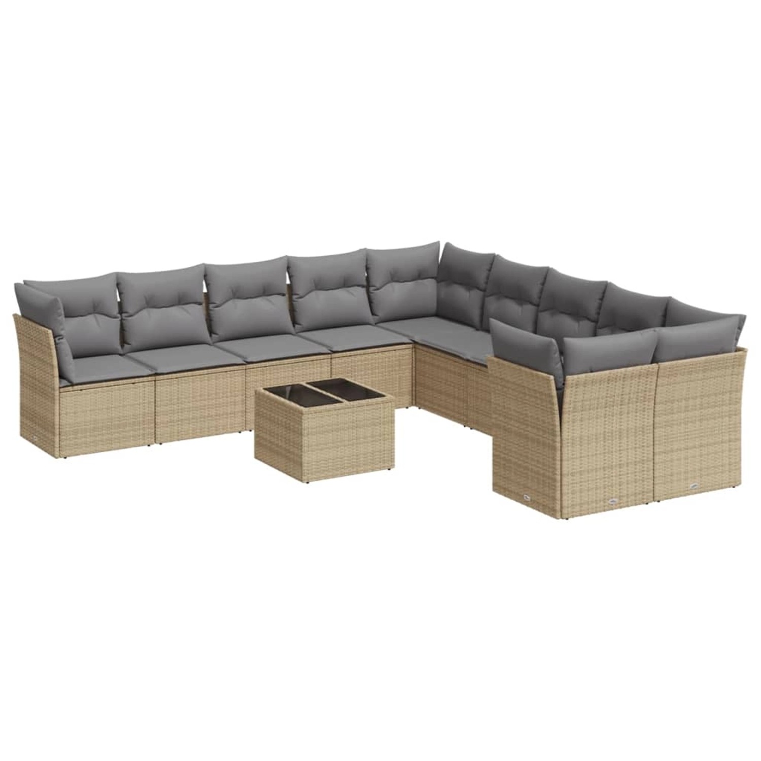 vidaXL 11-Tlg Garten-Sofagarnitur mit Kissen Beige Poly Rattan 3250088 günstig online kaufen