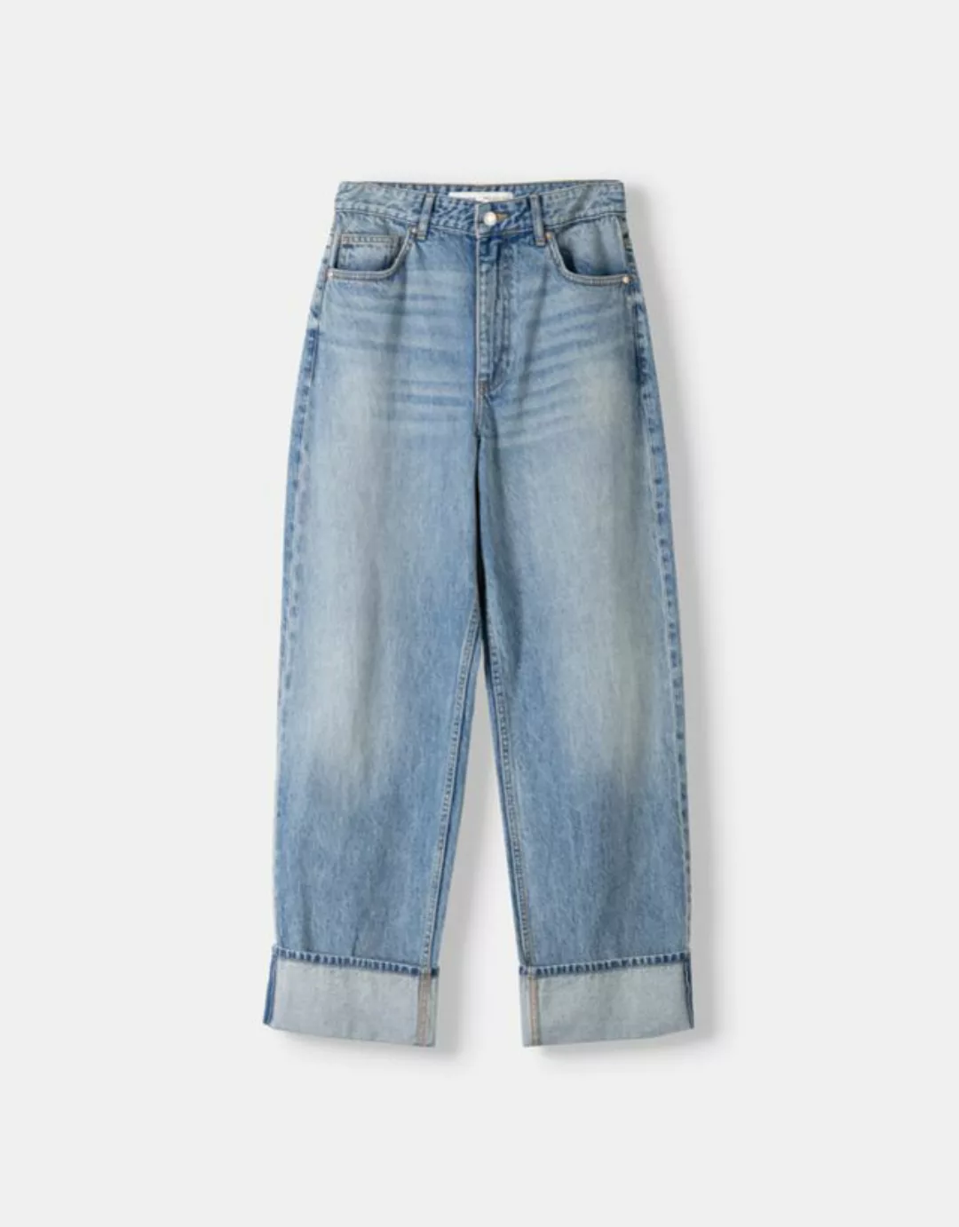 Bershka Jeans Im Baggy-Hosen-Stil Und Loose-Fit Mit Umgeschlagenem Saum Bsk günstig online kaufen