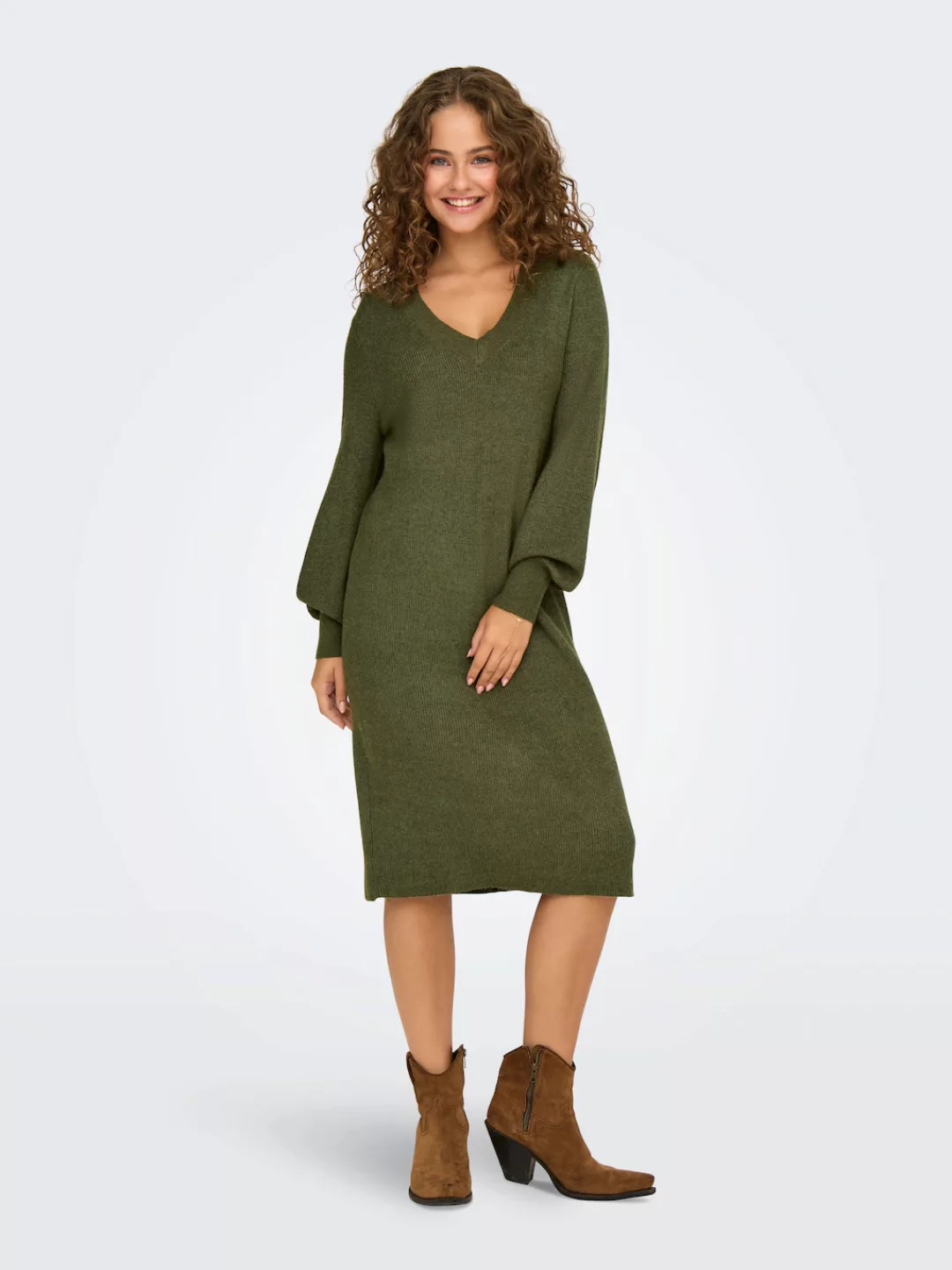 ONLY Strickkleid "ONLKATIA LS V-NECK DRESS NCA KNT" günstig online kaufen