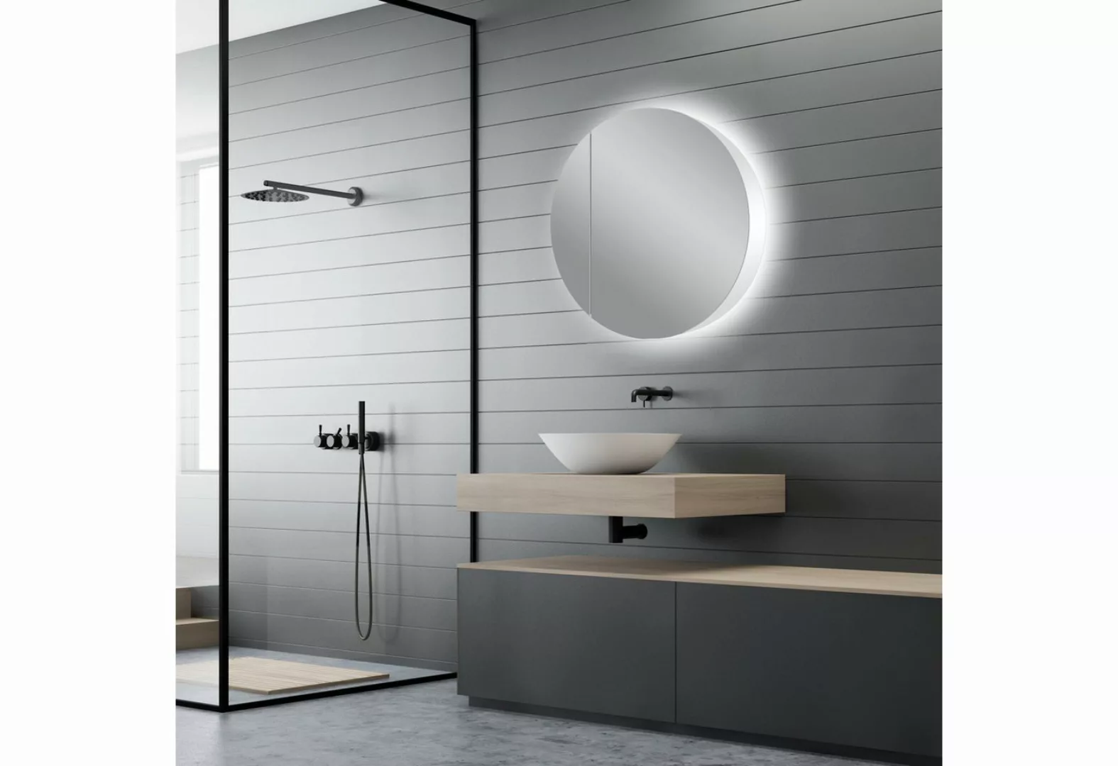 Talos Spiegelschrank Picasso Style, schwarz, Ø 60cm, Rahmen aus hochwertige günstig online kaufen