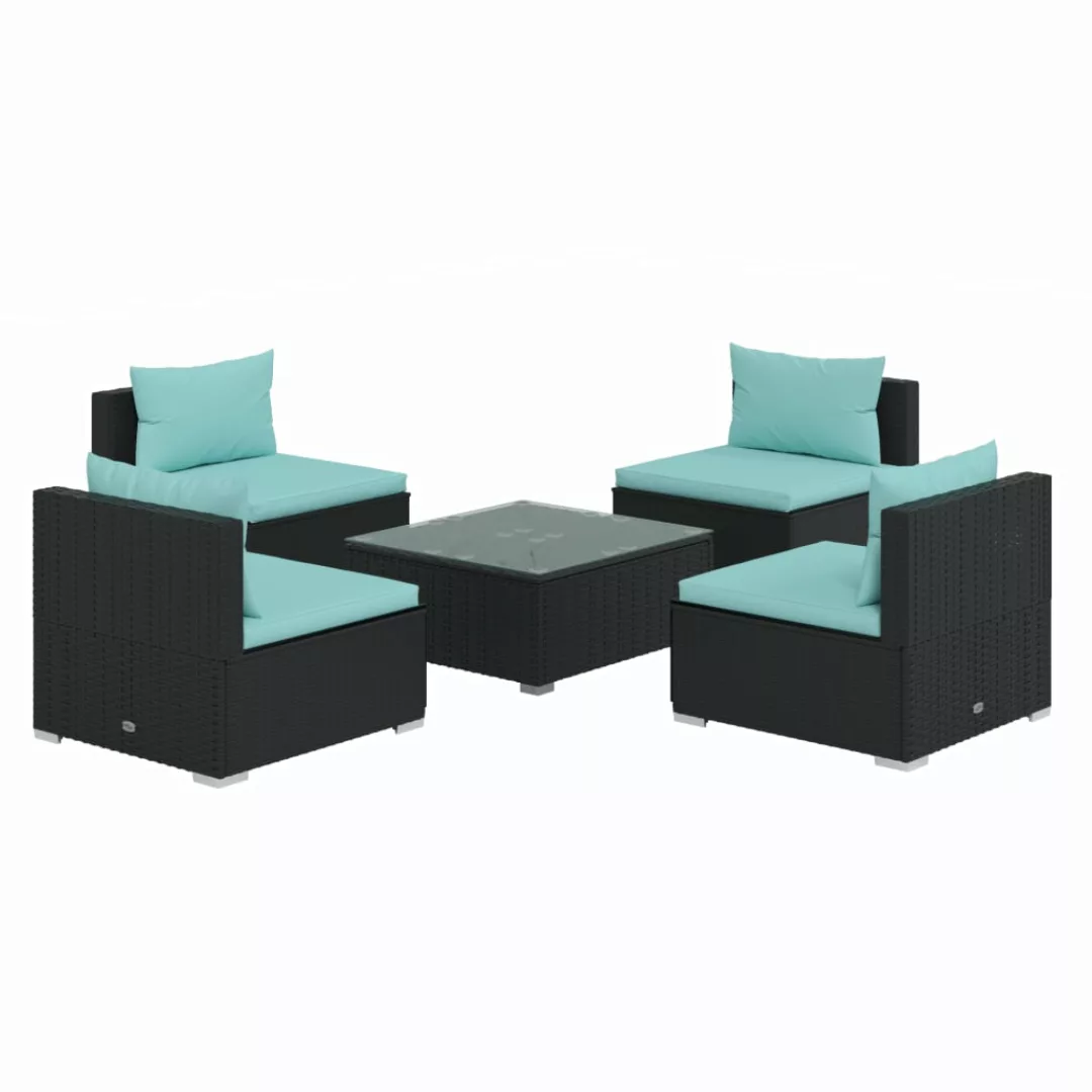 Vidaxl 5-tlg. Garten-lounge-set Mit Kissen Poly Rattan Schwarz günstig online kaufen