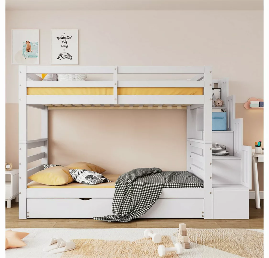 XDeer Etagenbett Kinderbett, Etagenbett mit Rollbett, Leiter mit seitlichem günstig online kaufen