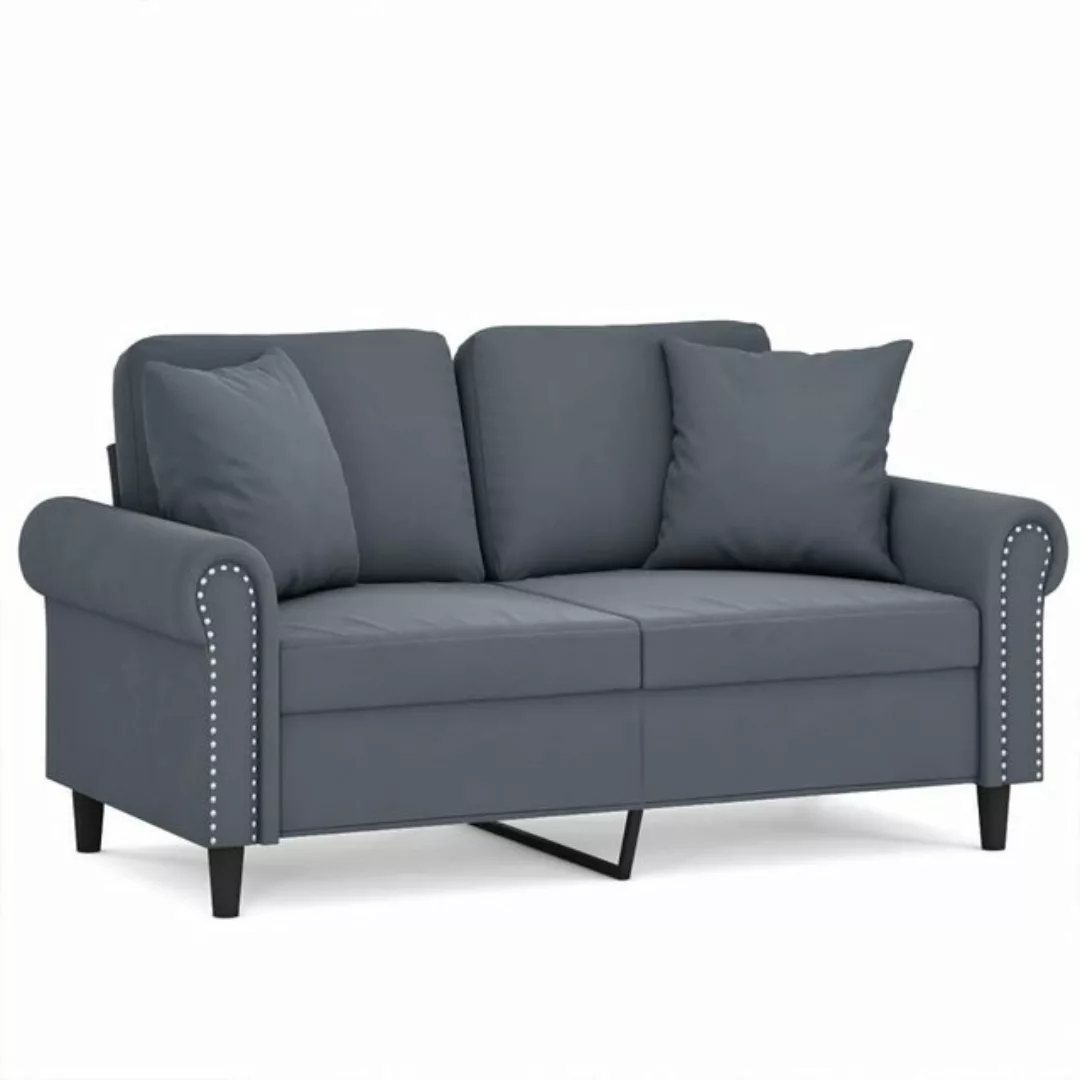 vidaXL Sofa 2-Sitzer-Sofa mit Zierkissen Dunkelgrau 120 cm Samt günstig online kaufen