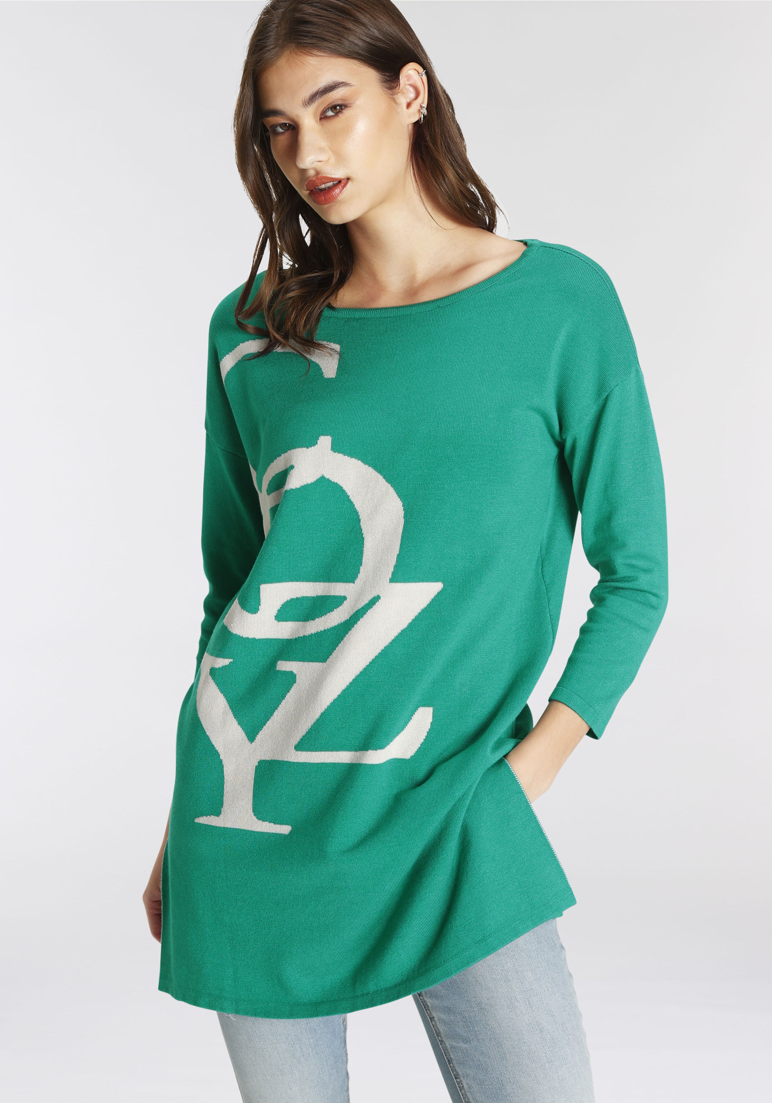 Laura Scott Longpullover, mit modernen Schriftzug günstig online kaufen