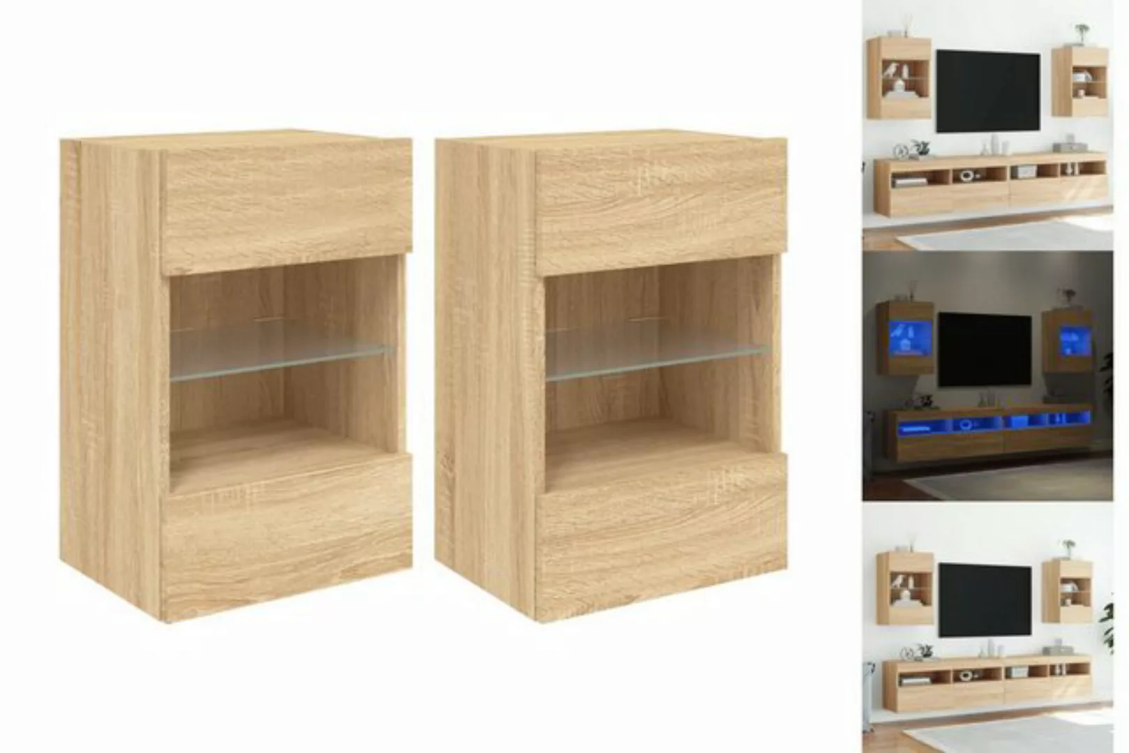 vidaXL TV-Schrank Hängeschrank TV Wandschränke mit LED Leuchten 2 Stk Sonom günstig online kaufen