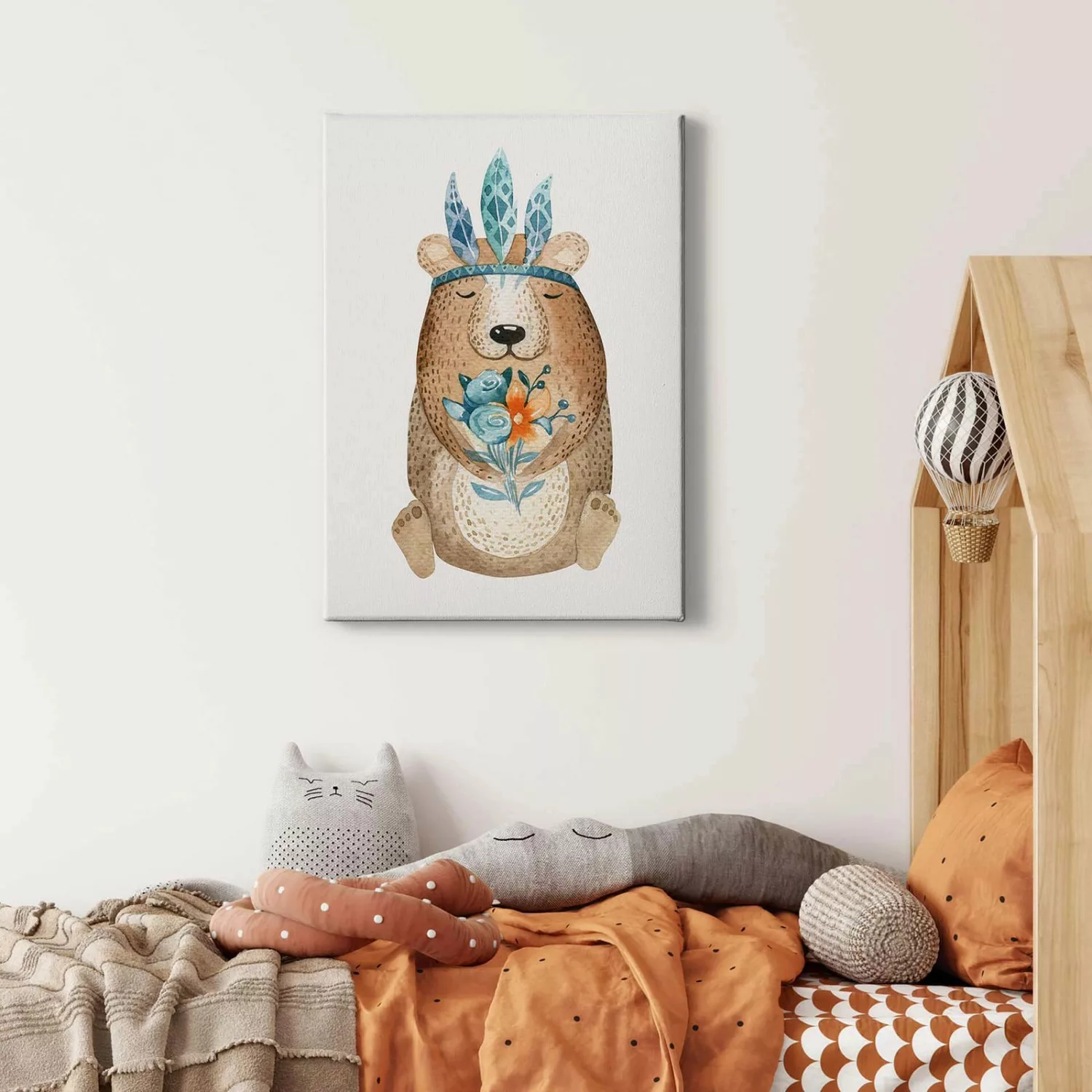 Bricoflor Leinwandbild Mit Bär Für Kinderzimmer Tier Wandbild Im Aquarell O günstig online kaufen