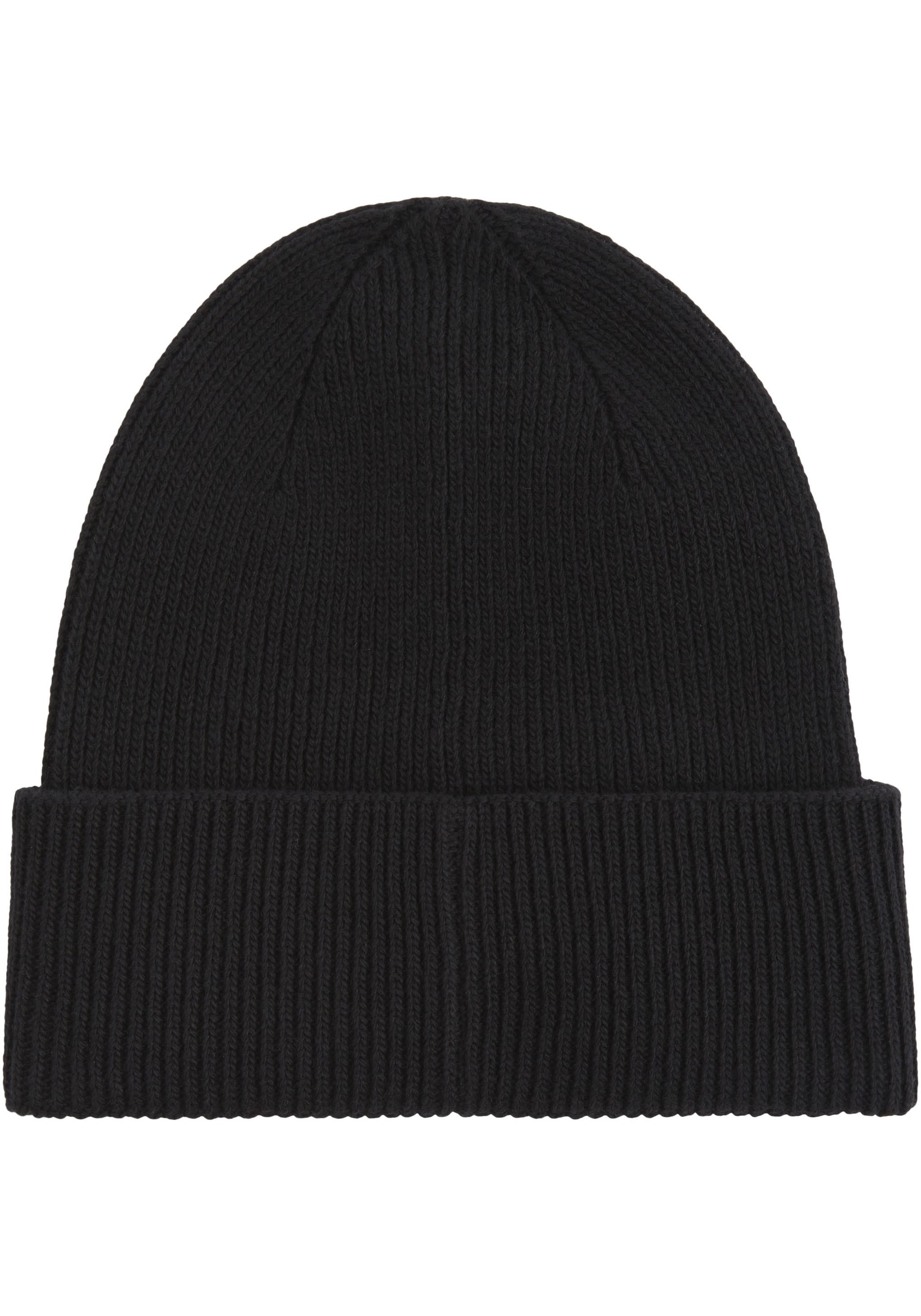 Calvin Klein Beanie "COTTON/WOOL FINE RIB BEANIE", mit Ledermarkenlabel günstig online kaufen