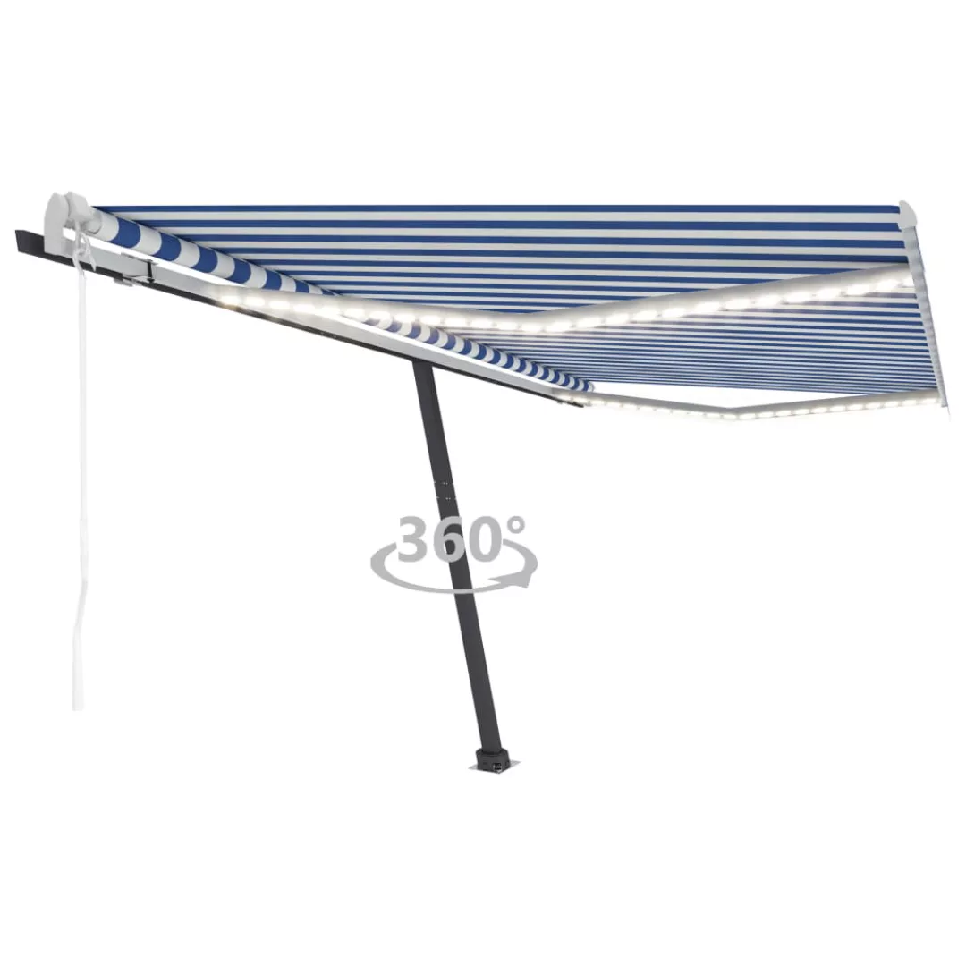 Automatische Markise Mit Led & Windsensor 400x300 Cm Blau Weiß günstig online kaufen