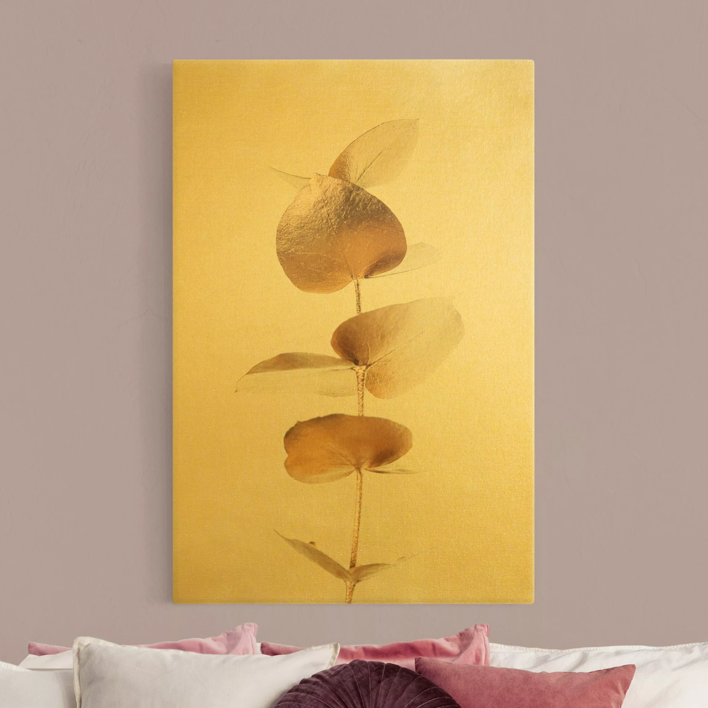 Leinwandbild Gold Goldener Eukalyptuszweig günstig online kaufen