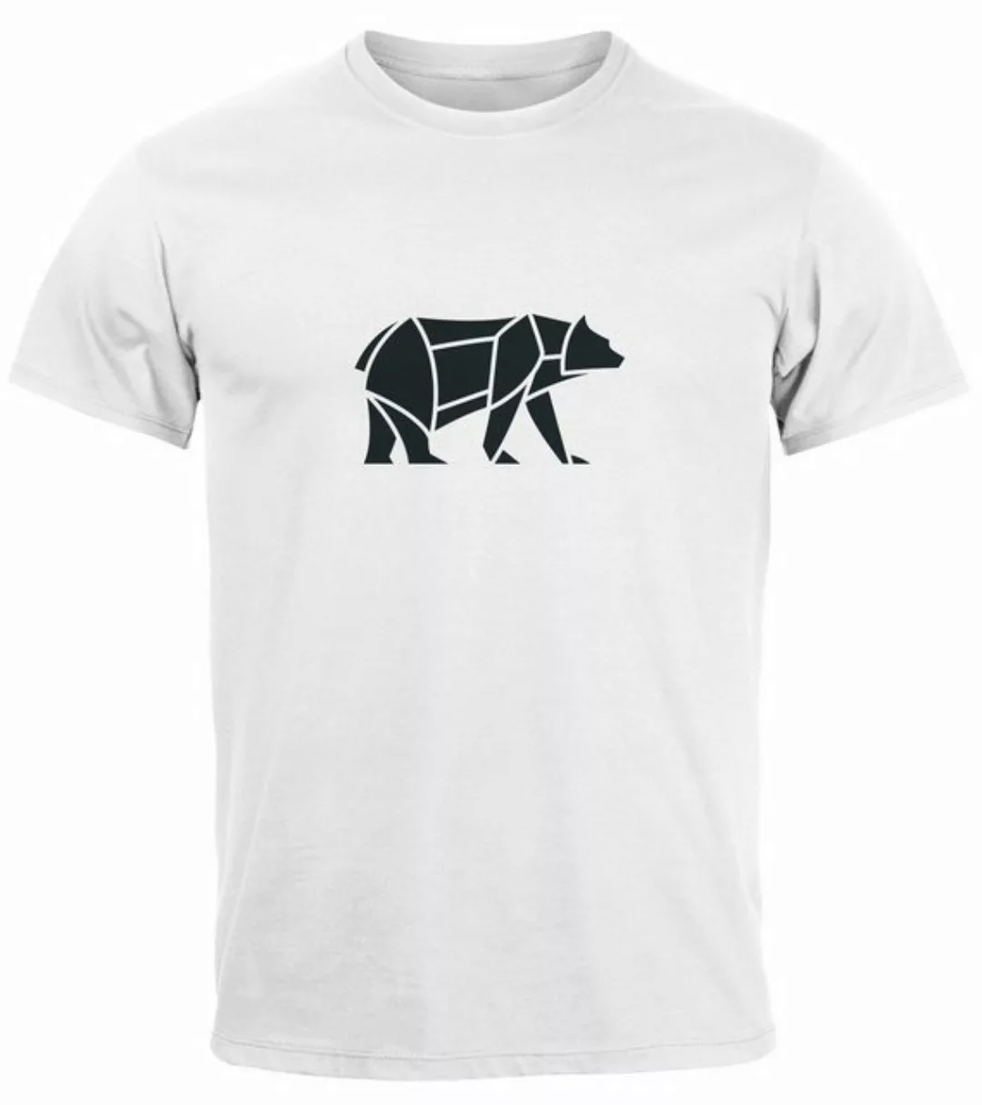 Neverless Print-Shirt Herren T-Shirt Polygon Design Print Bär Bear Tiermoti günstig online kaufen