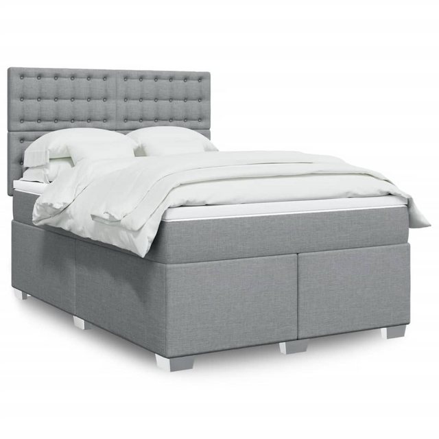 vidaXL Boxspringbett, Boxspringbett mit Matratze Hellgrau 160x200 cm Stoff günstig online kaufen