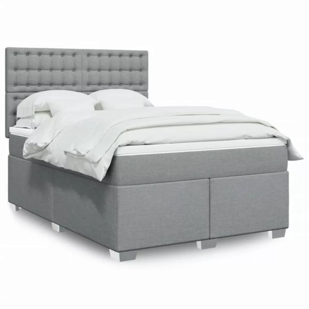 vidaXL Boxspringbett, Boxspringbett mit Matratze Hellgrau 160x200 cm Stoff günstig online kaufen