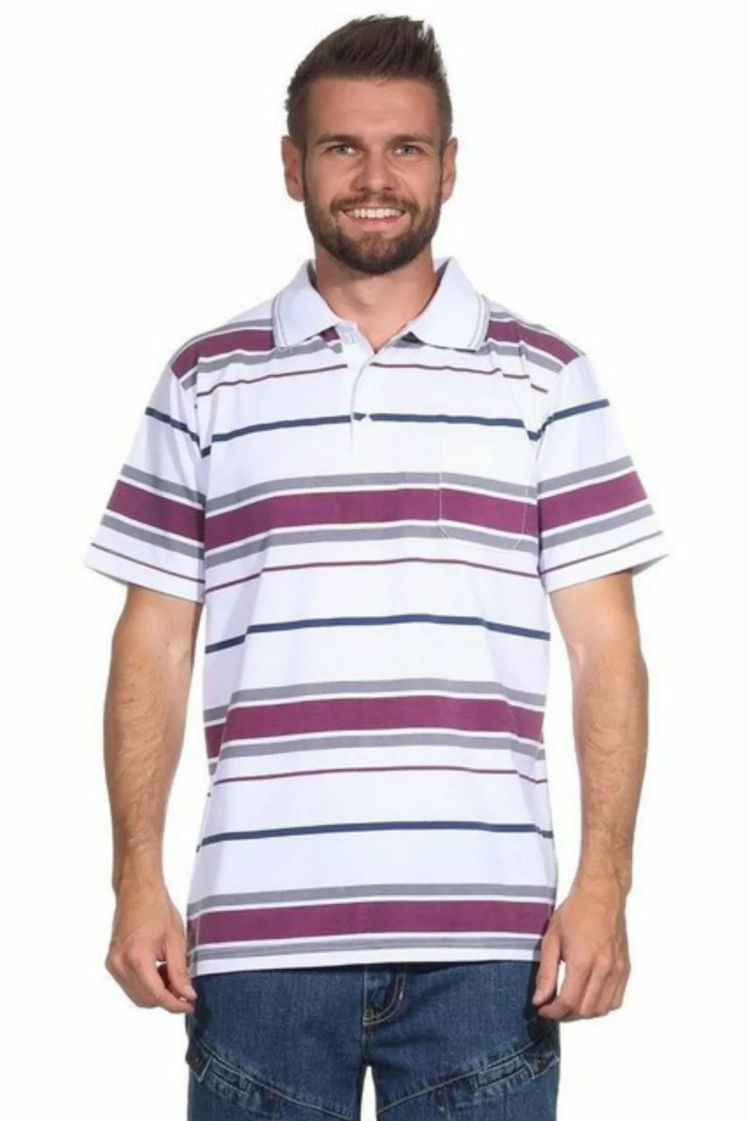 EloModa Poloshirt Herren Poloshirt Sommer Polo-Hemd Kurzarm gestreift, M L günstig online kaufen