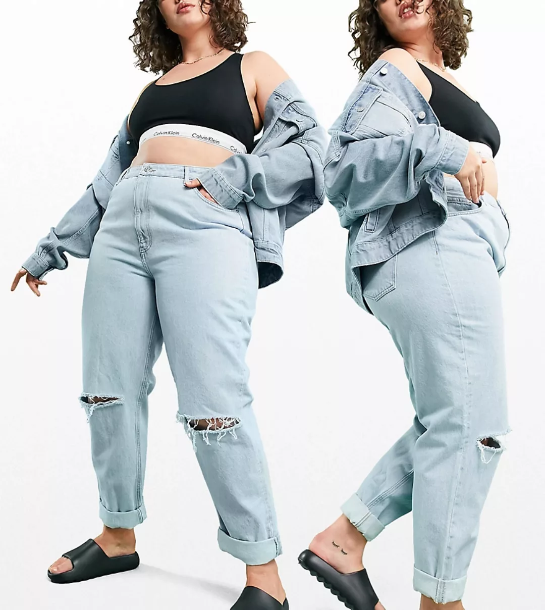 ASOS DESIGN Curve – Legere Mom-Jeans in heller Waschung mit hoher Taille un günstig online kaufen