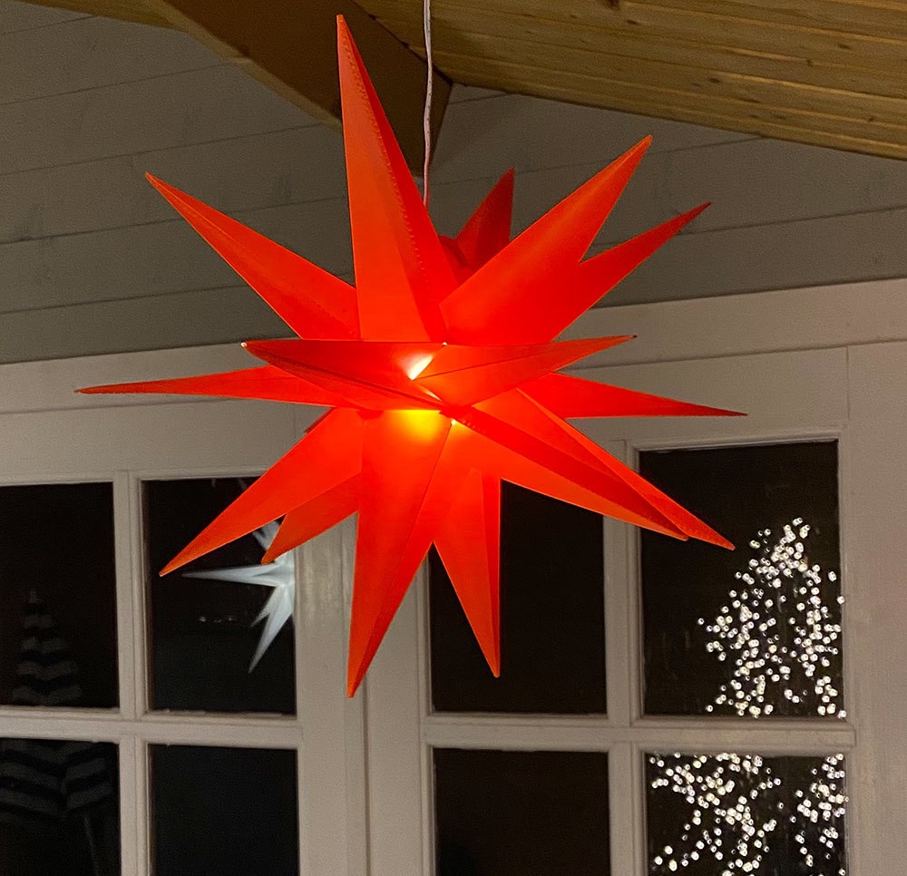 LED Stern Außen Rot Weihnachtsstern Beleuchtet 3D Leuchtstern mit Timer 30c günstig online kaufen